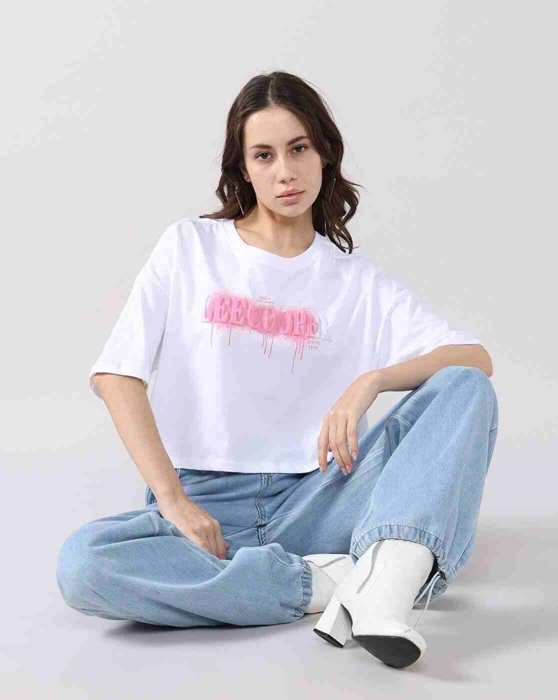 Lee Cooper | Women Brand Print Regular Fit Crew-Neck T-Shirt|0