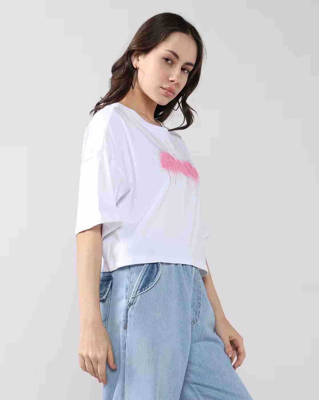 Lee Cooper | Women Brand Print Regular Fit Crew-Neck T-Shirt|1