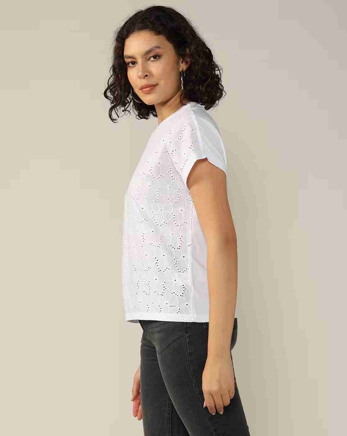 Lee Cooper | Women Embroidered Regular Fit Crew-Neck T-Shirt|1