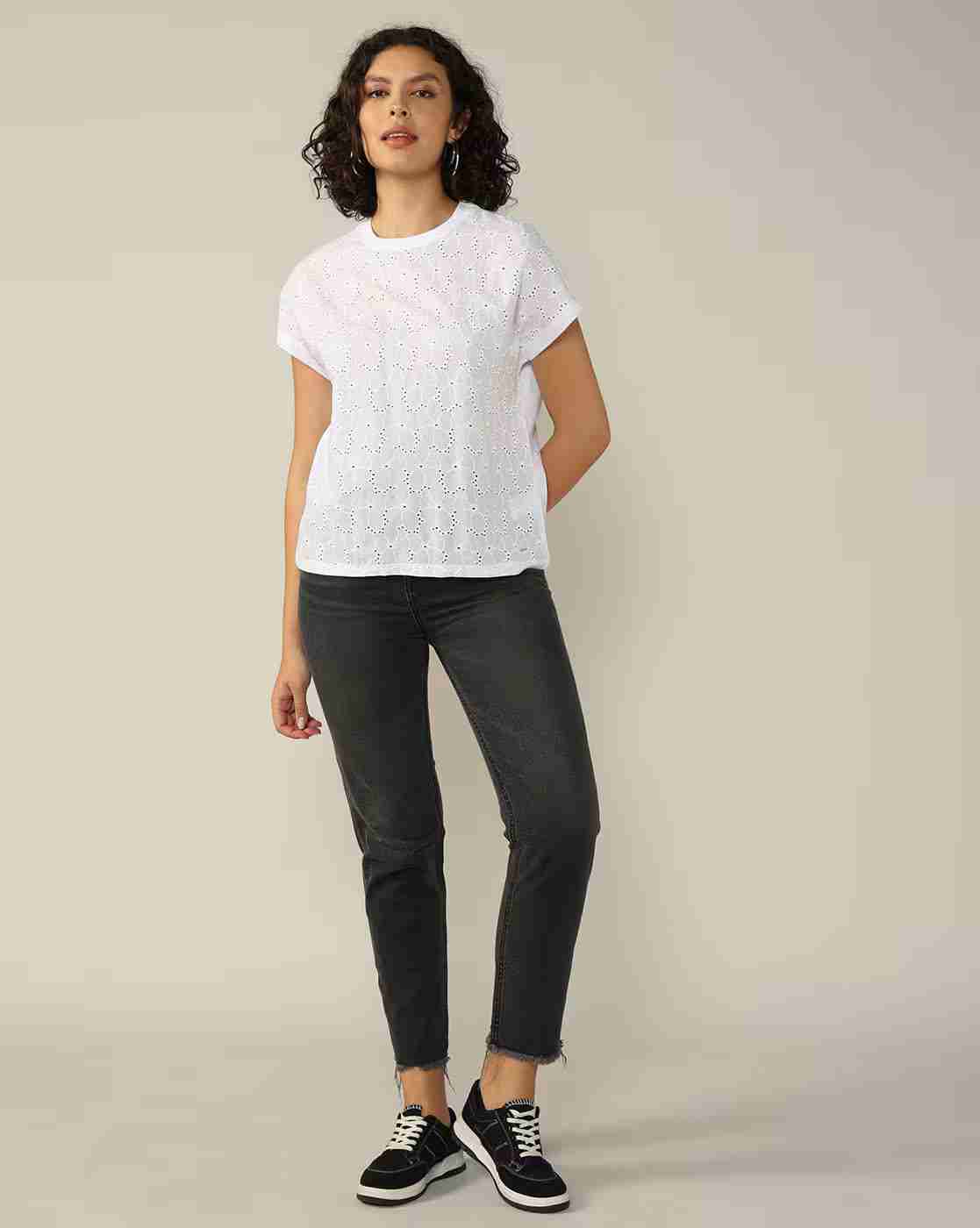 Lee Cooper | Women Embroidered Regular Fit Crew-Neck T-Shirt|3