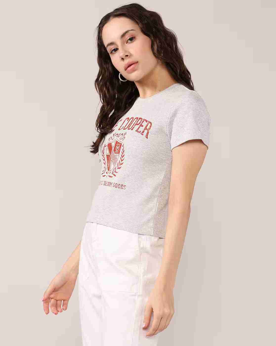 Lee Cooper | Women Logo Print Regular Fit Crew-Neck T-Shirt|1
