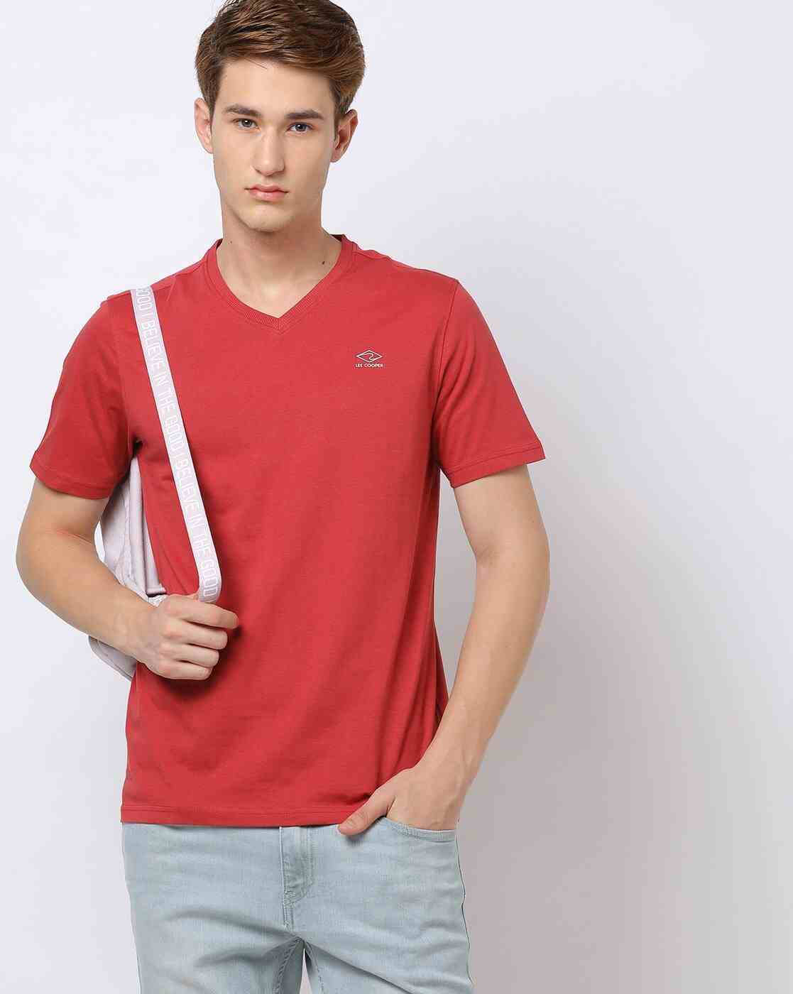 Regular Fit V-Neck T-Shirt with Logo Print