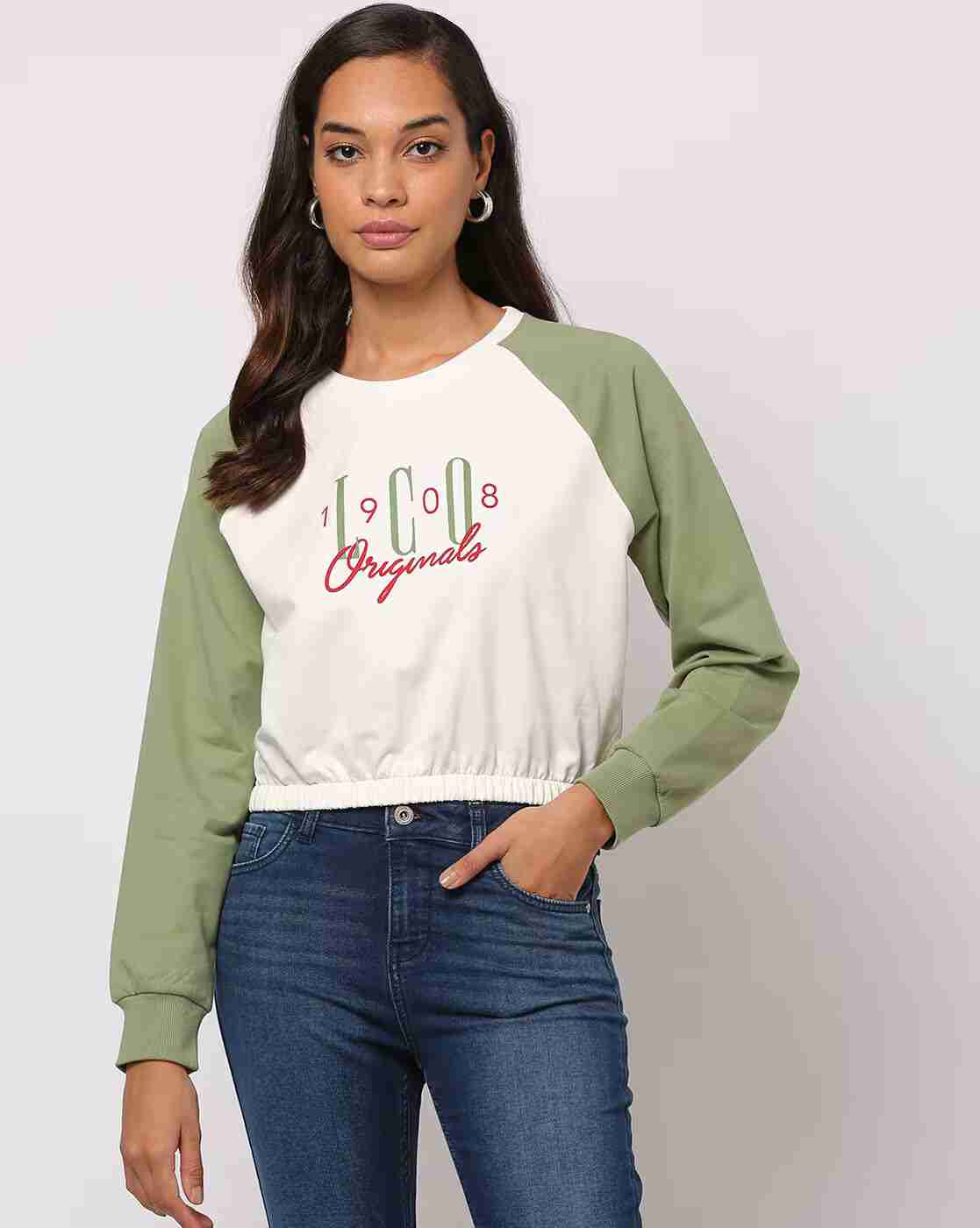 Printed Sweatshirt with Raglan Sleeves