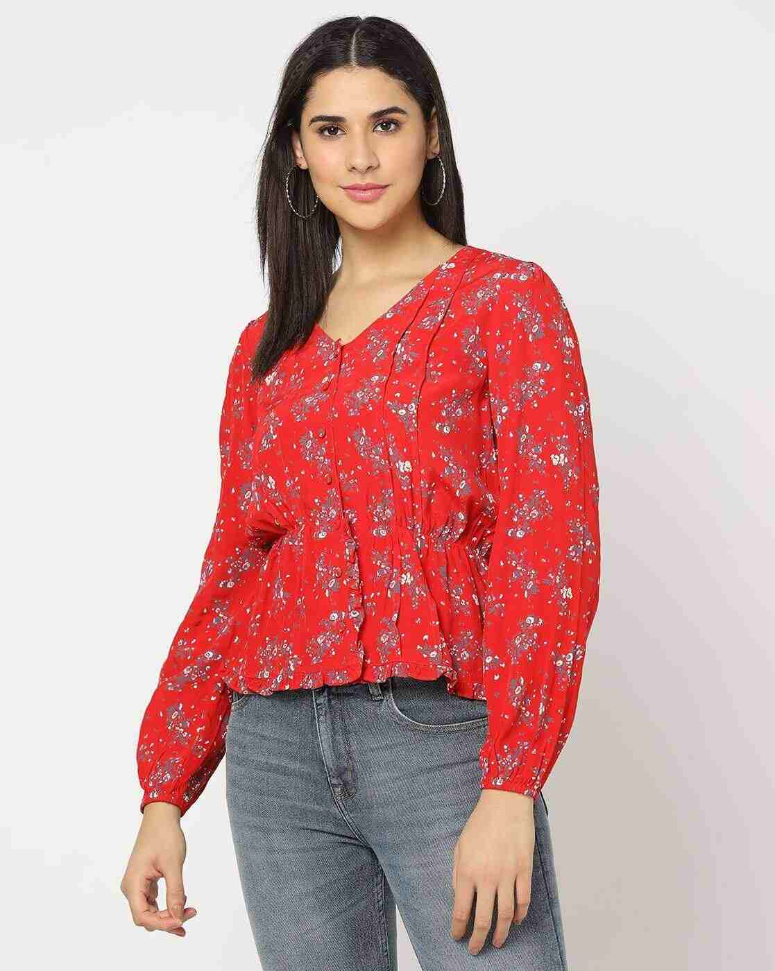 Lee Cooper | Floral Print V-Neck Top|1