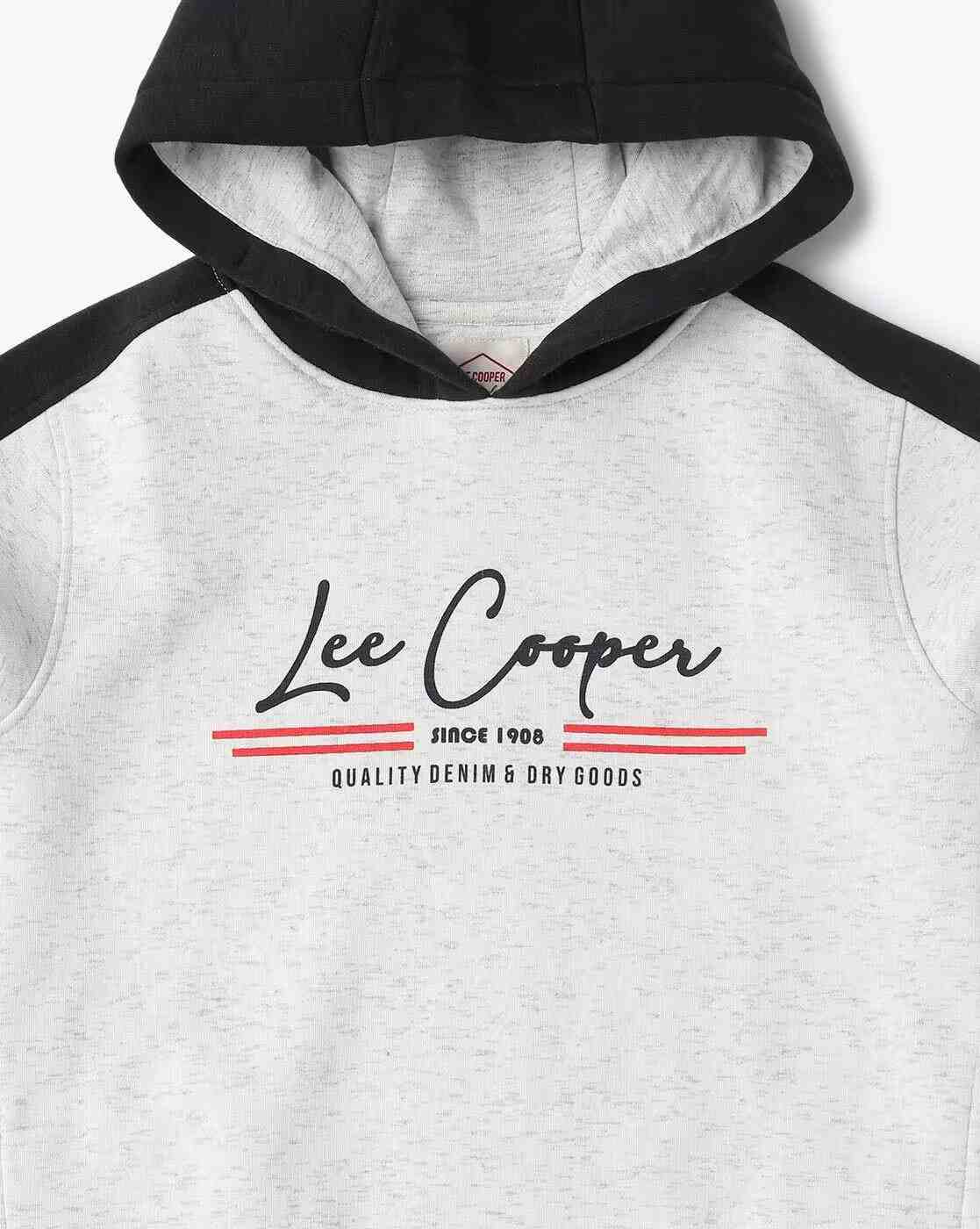 Lee Cooper | Brand Print Hoodie with Ribbed Hem|2