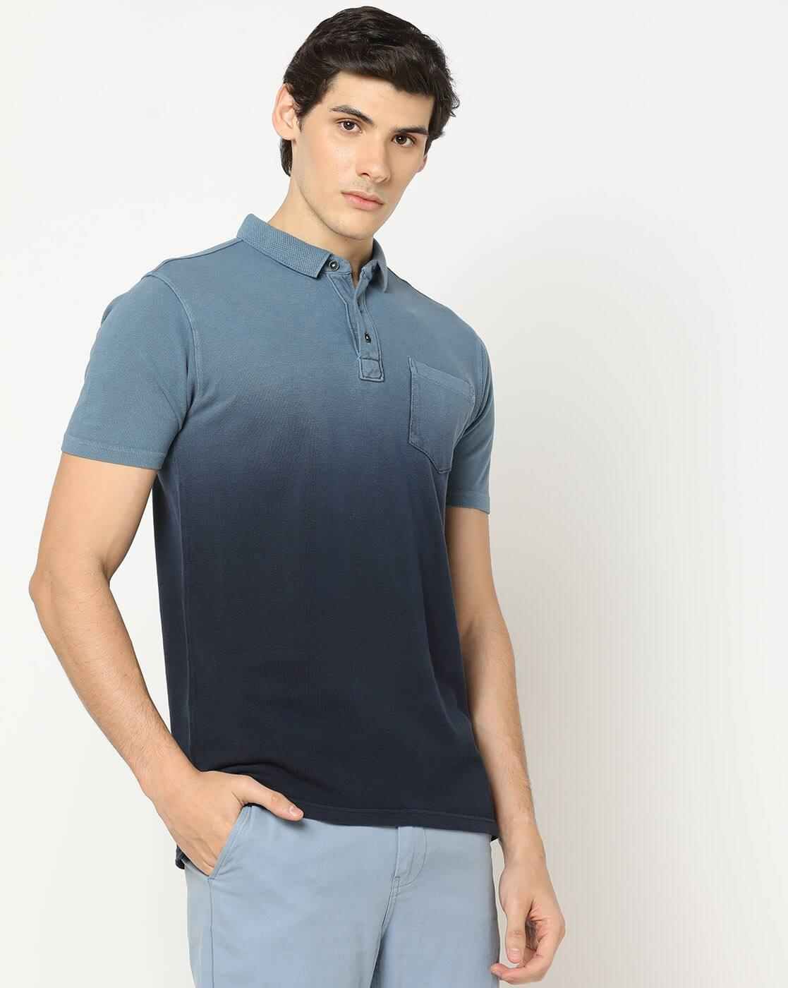 Lee Cooper | Ombre-Dyed Cotton Polo T-Shirt with Patch Pocket|0