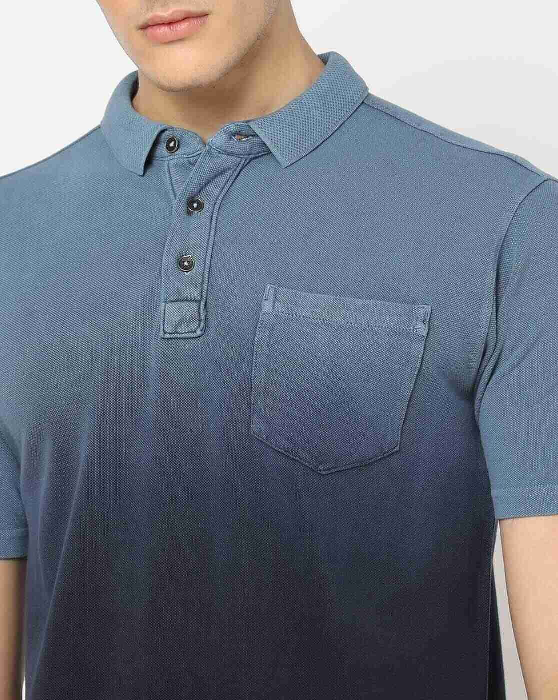 Lee Cooper | Ombre-Dyed Cotton Polo T-Shirt with Patch Pocket|3
