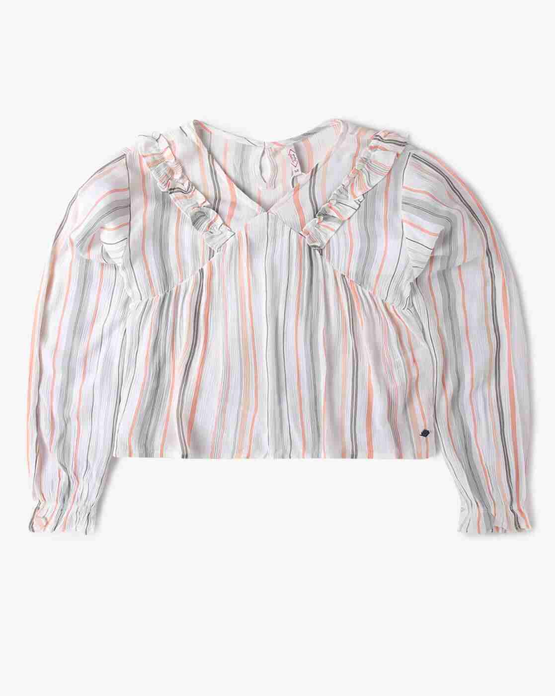 Lee Cooper | Striped Top with Ruffle Accent|0