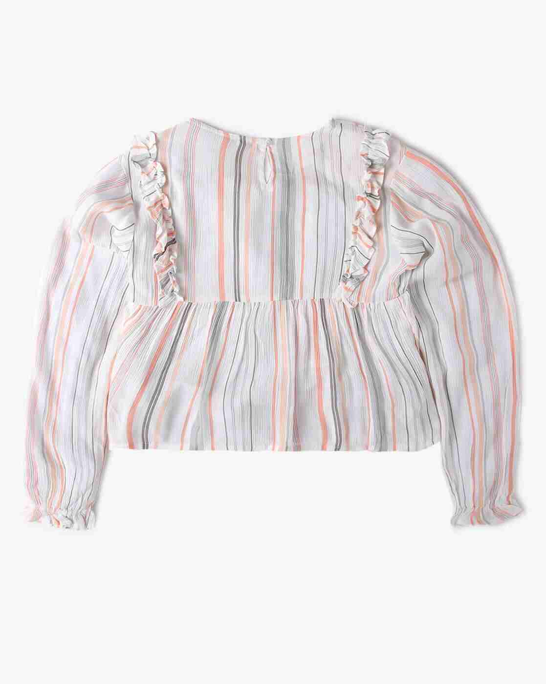Lee Cooper | Striped Top with Ruffle Accent|1