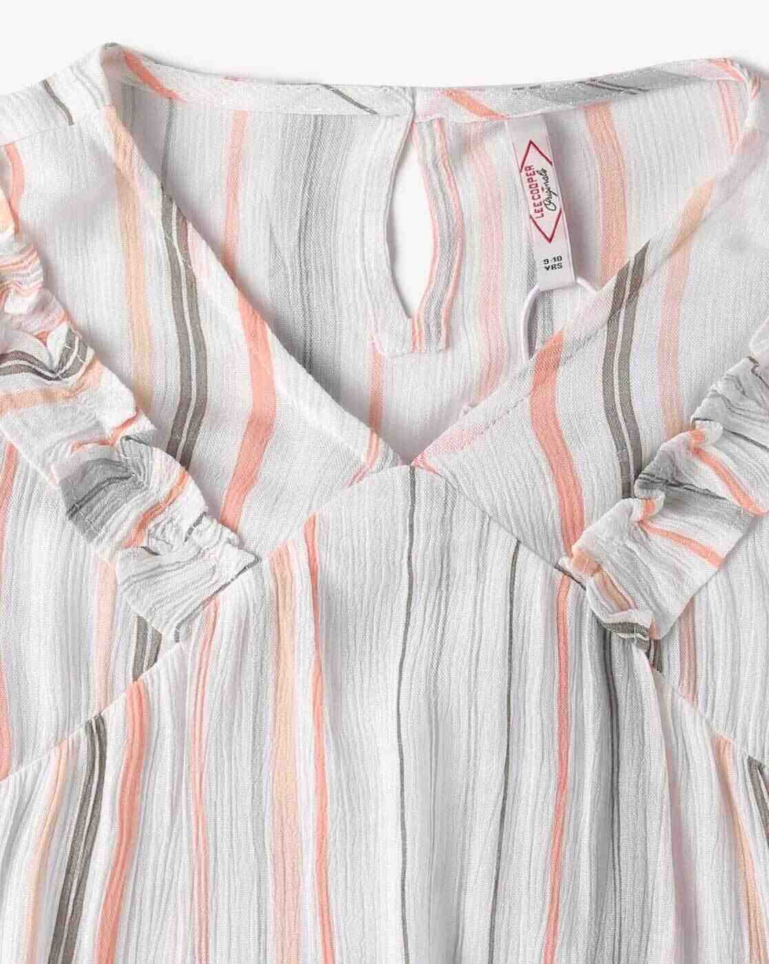 Lee Cooper | Striped Top with Ruffle Accent|2