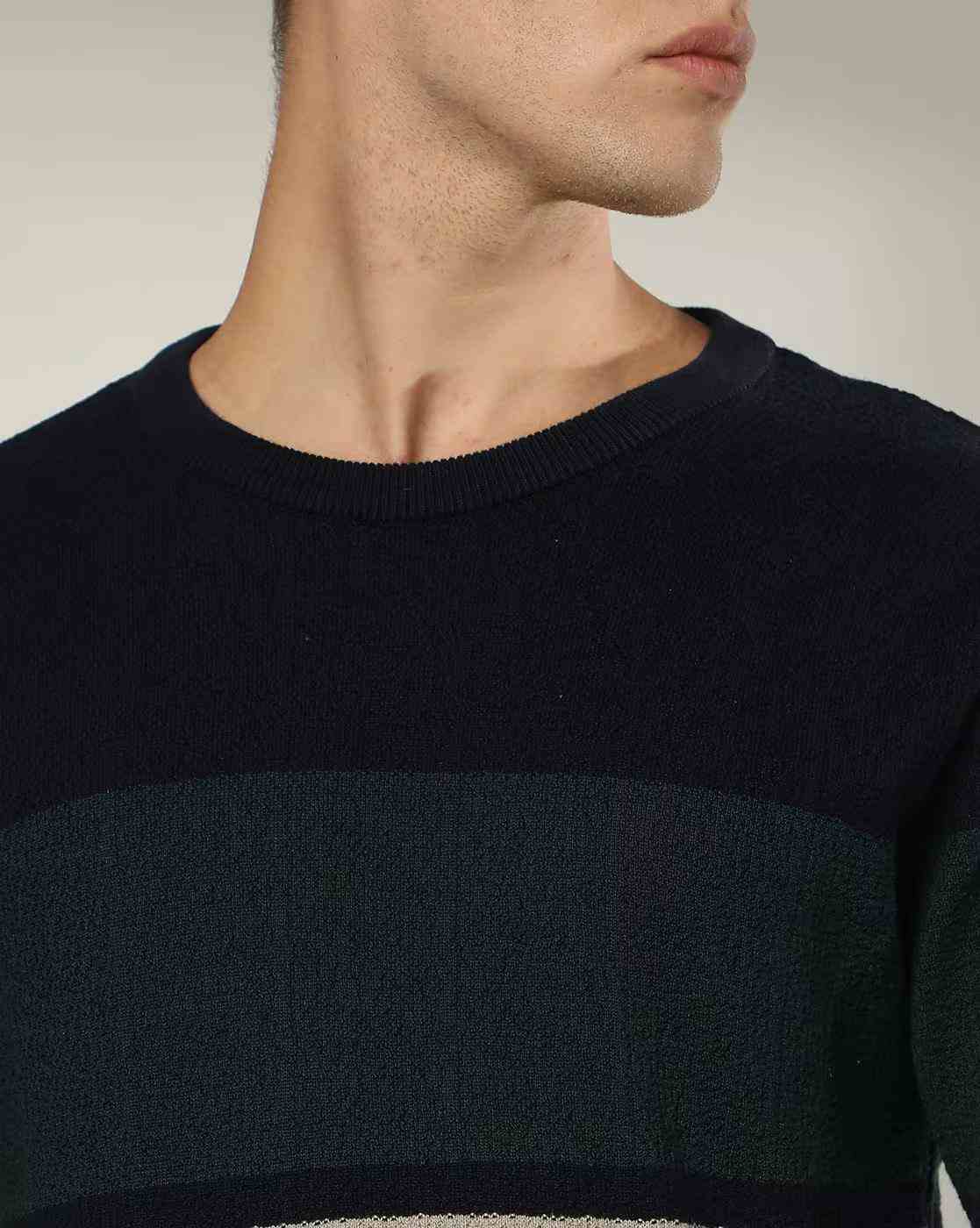 Lee Cooper | Men Colourblock Regular Fit Crew-Neck Pullover|3