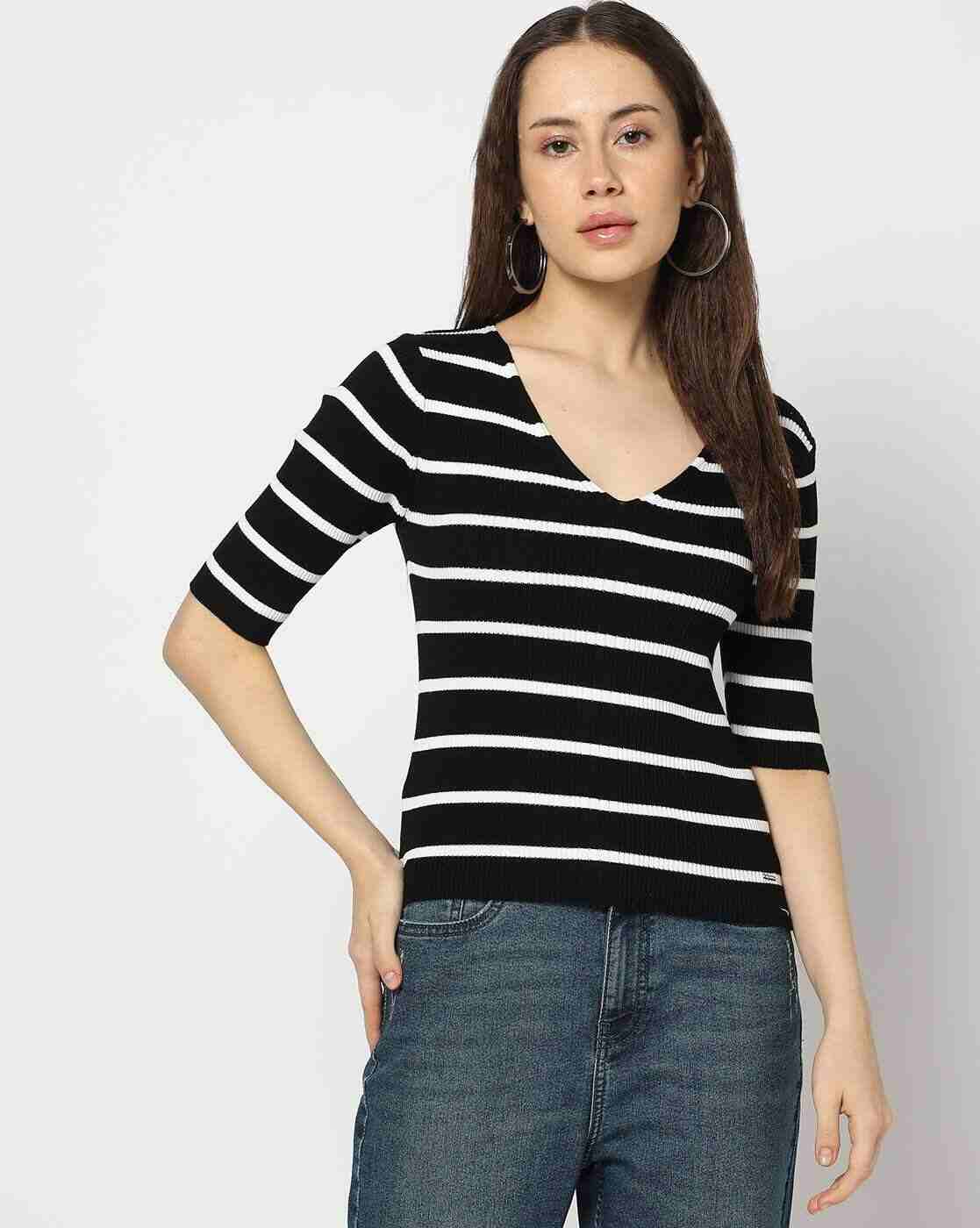 Women Striped Fitted Top