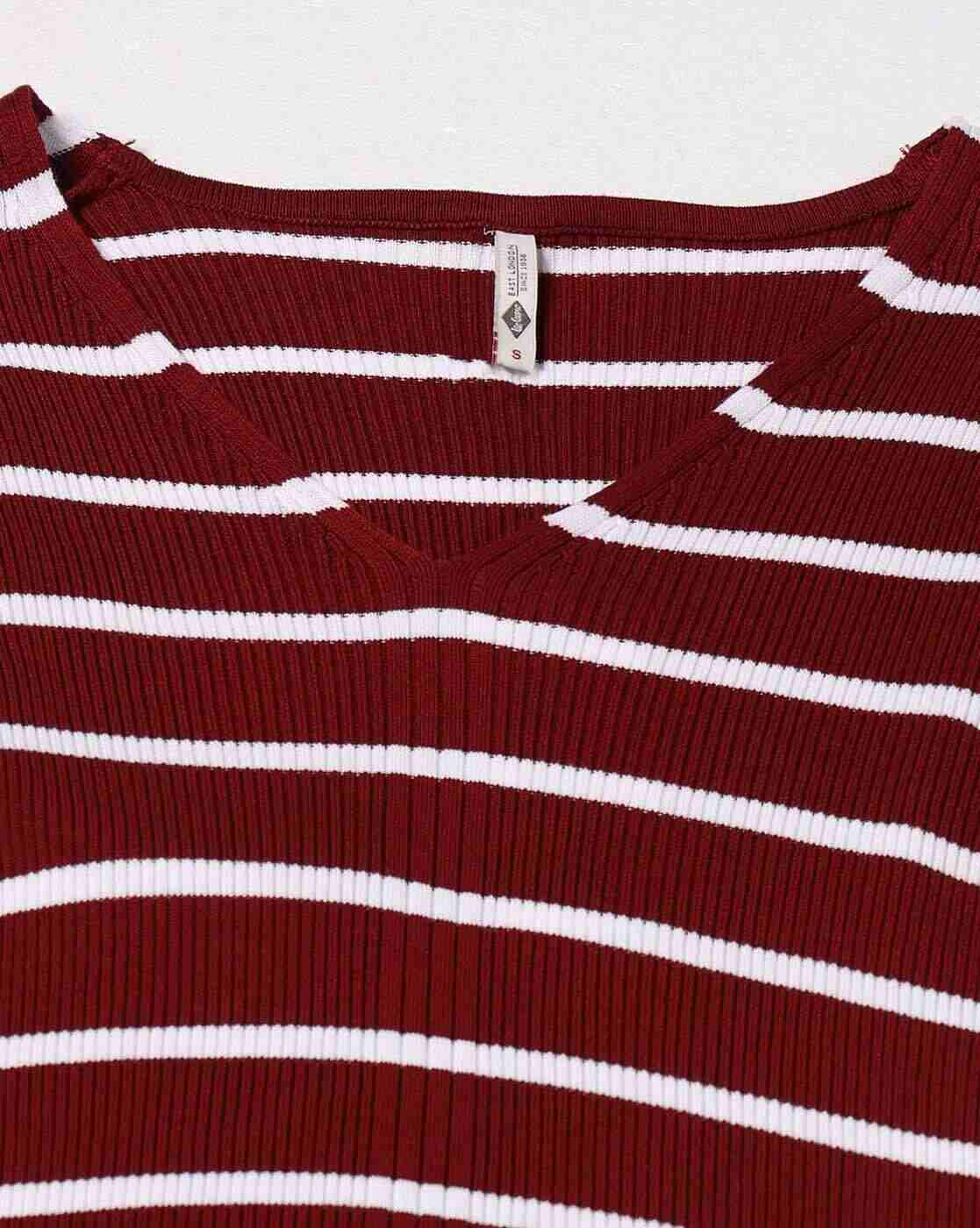 Lee Cooper | Women Striped Fitted V-Neck T-Shirt|5