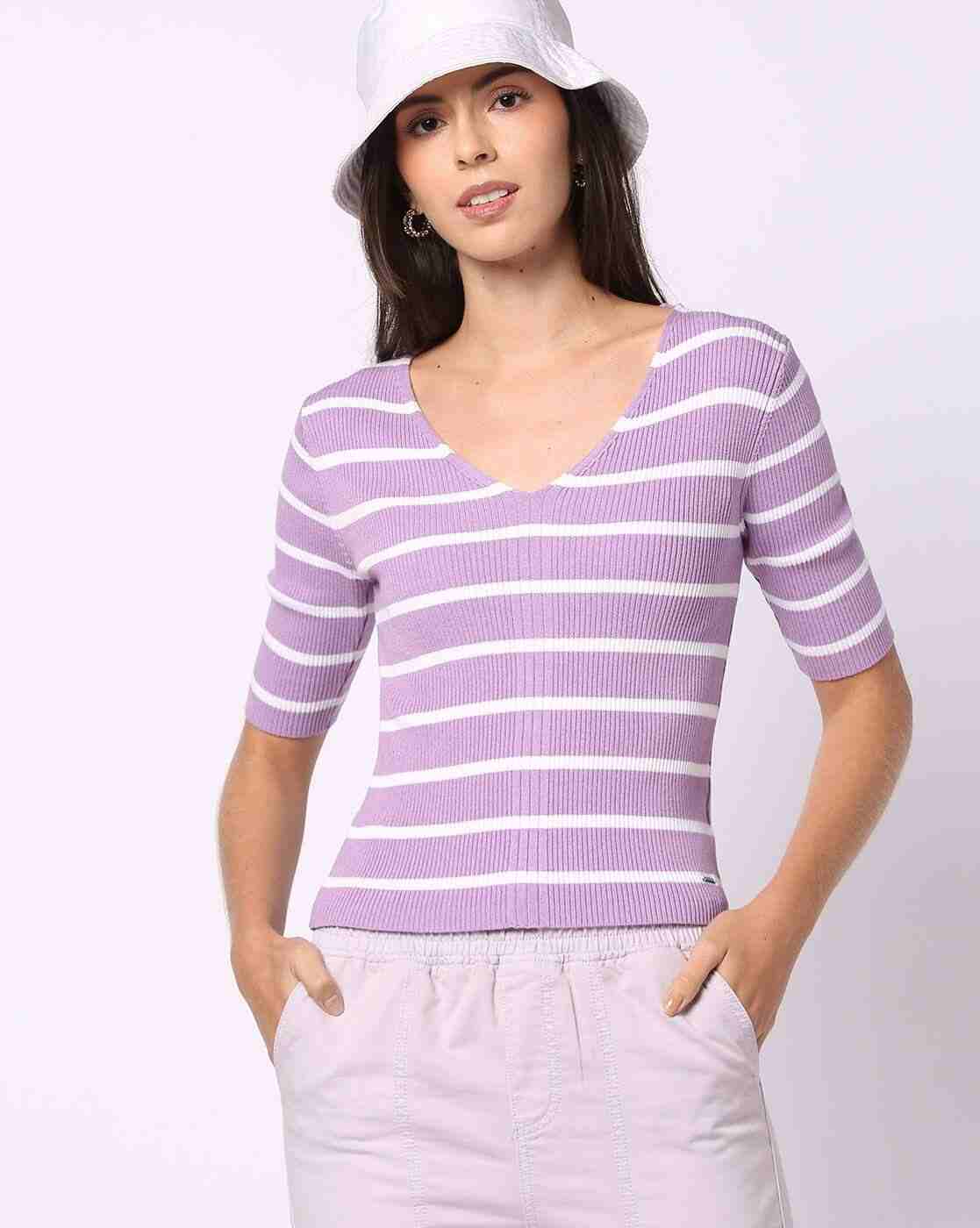 Women Striped Fitted Top
