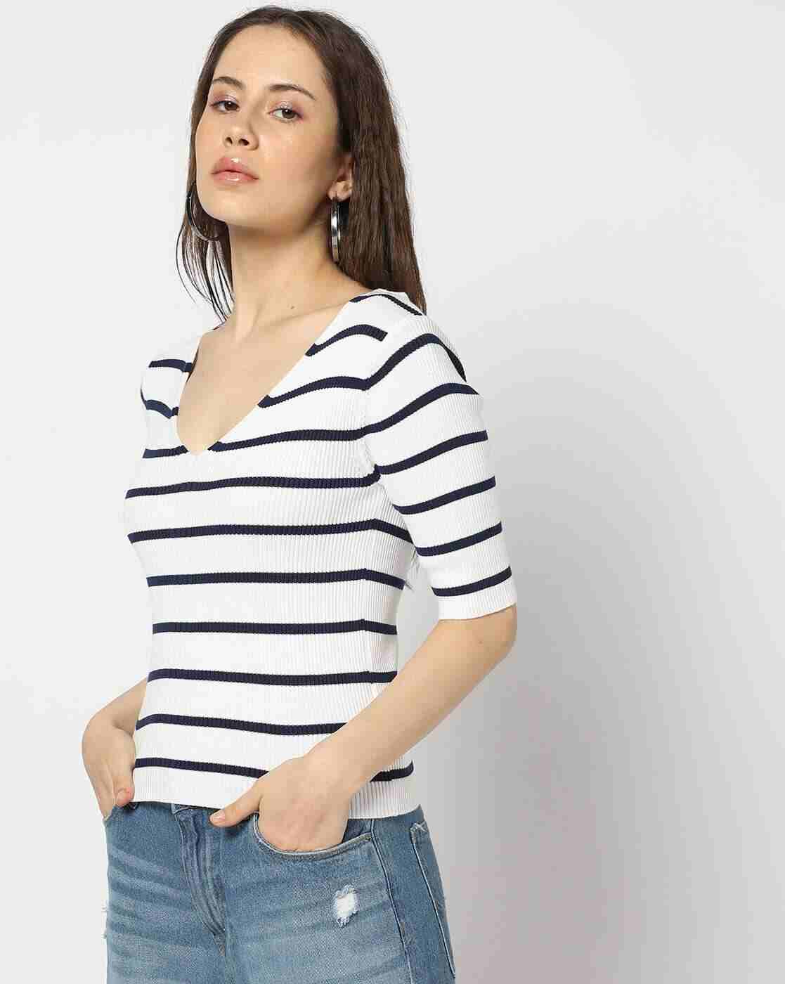 Women Striped Fitted Top