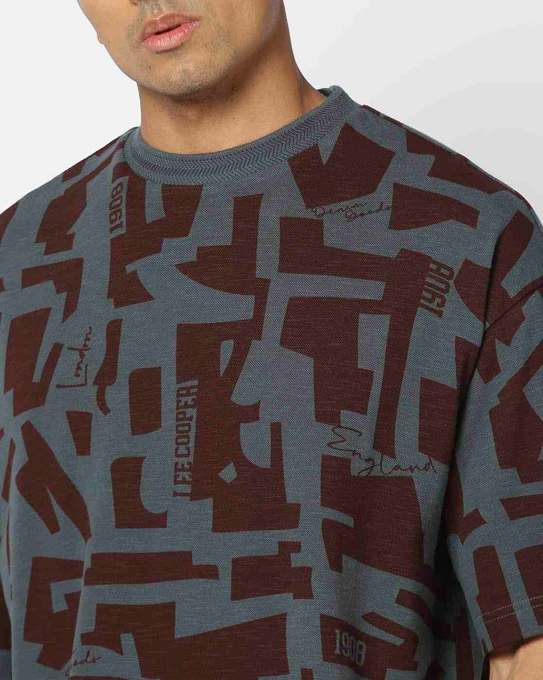 Lee Cooper | Men Geometric Print Relaxed Fit Crew-Neck T-Shirt|4