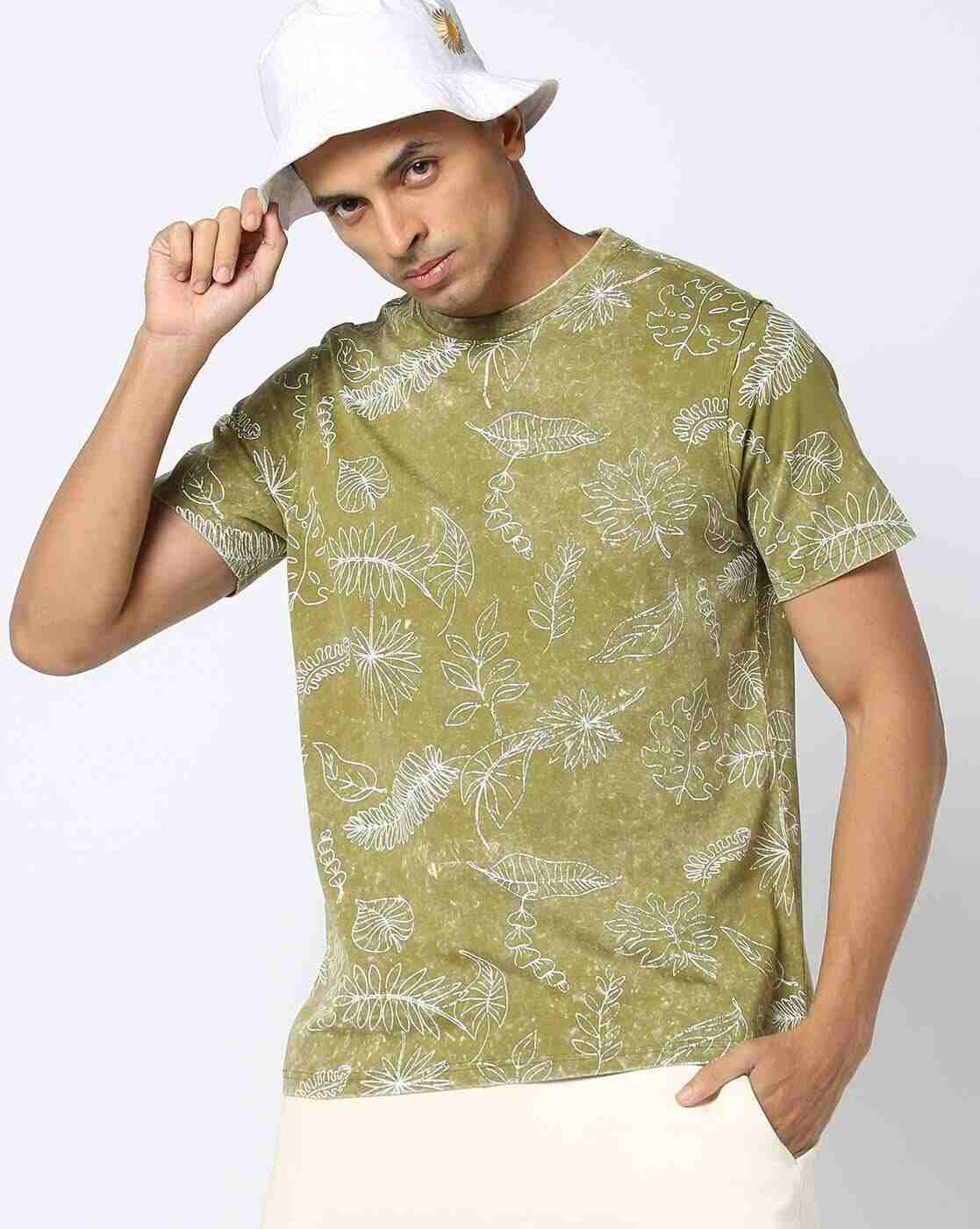 Lee Cooper | Men Leaf Print Relaxed Fit Crew-Neck T-Shirt|0