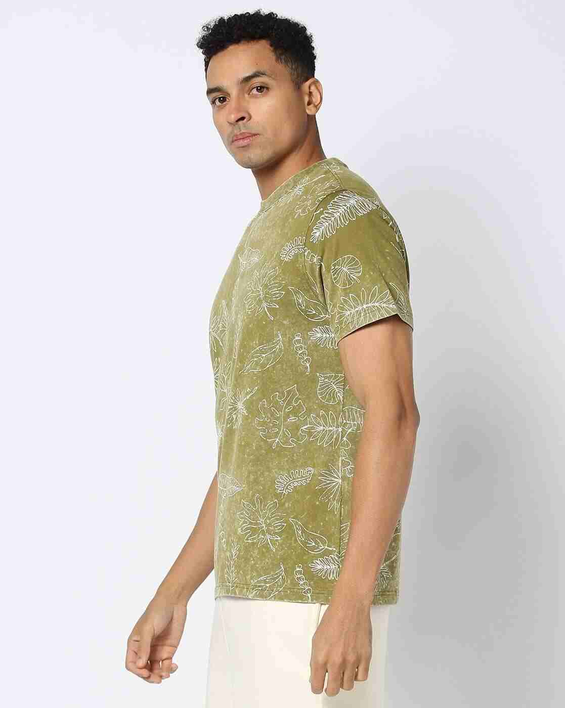 Lee Cooper | Men Leaf Print Relaxed Fit Crew-Neck T-Shirt|1