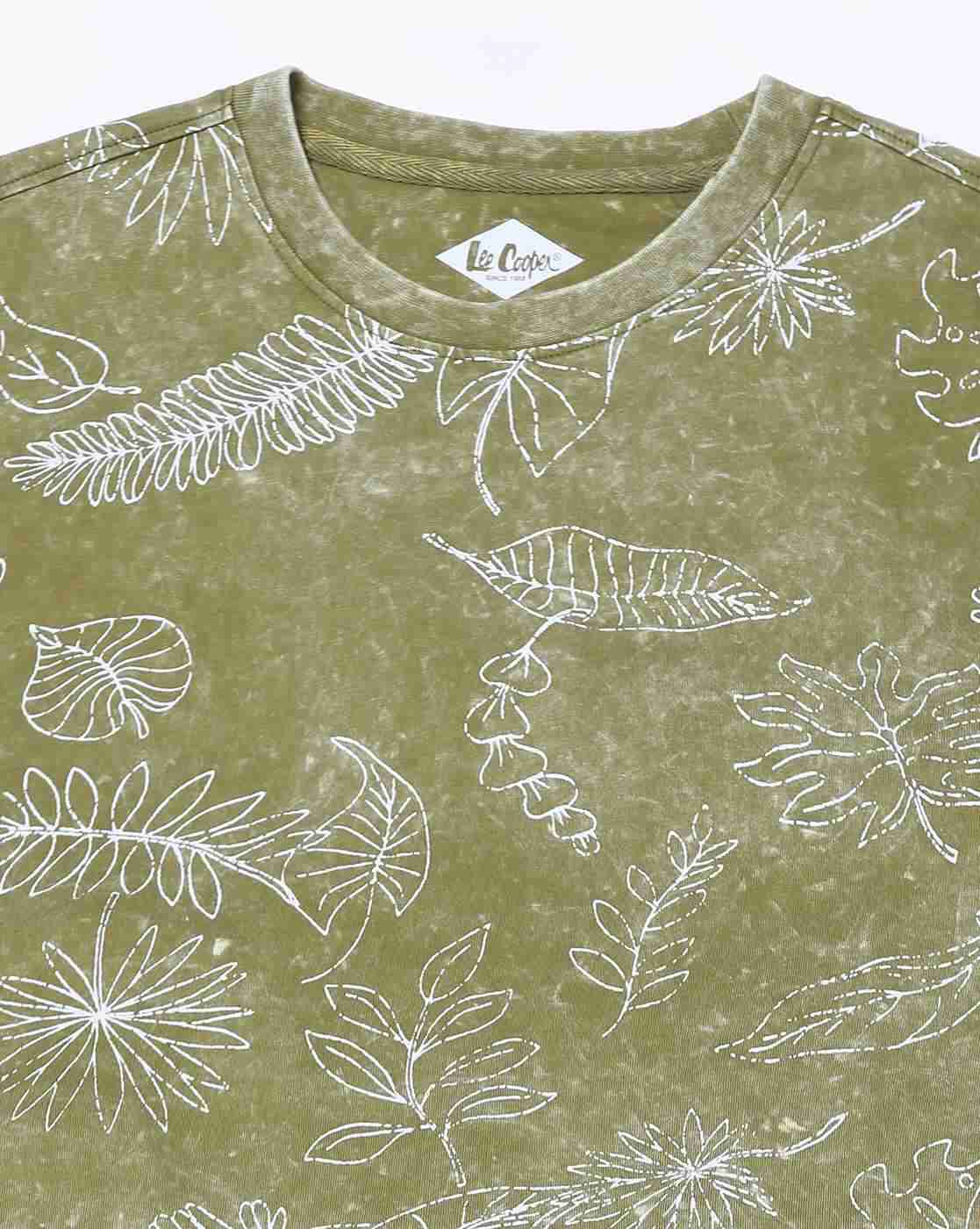 Lee Cooper | Men Leaf Print Relaxed Fit Crew-Neck T-Shirt|4