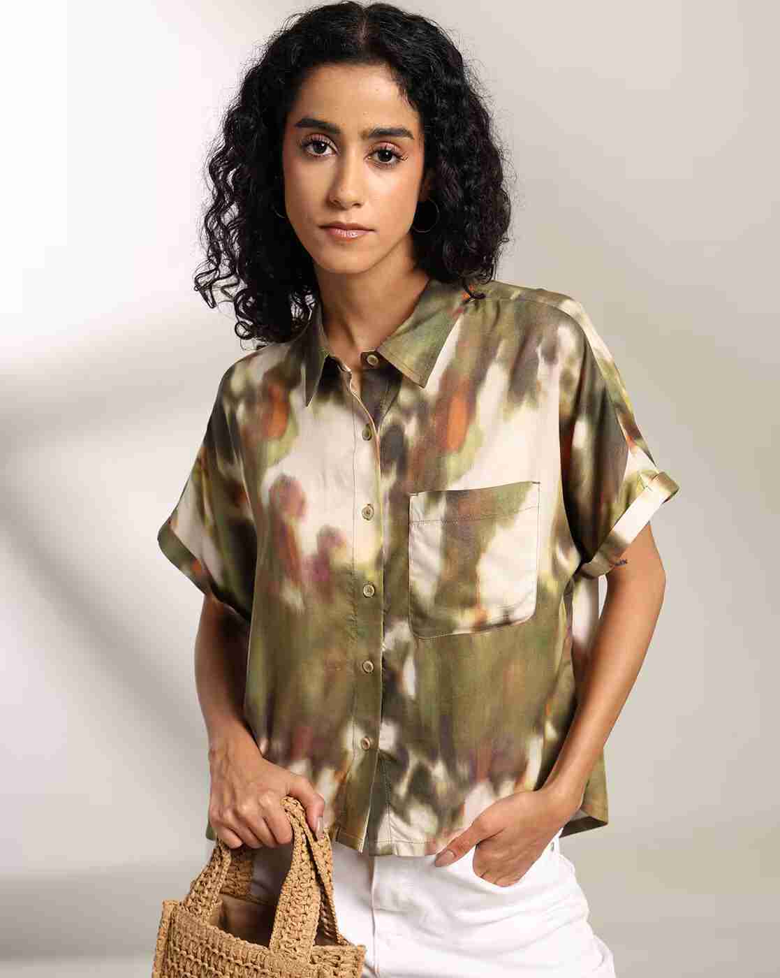 Lee Cooper | Women Tie & Dye Relaxed Fit Crop Shirt|0