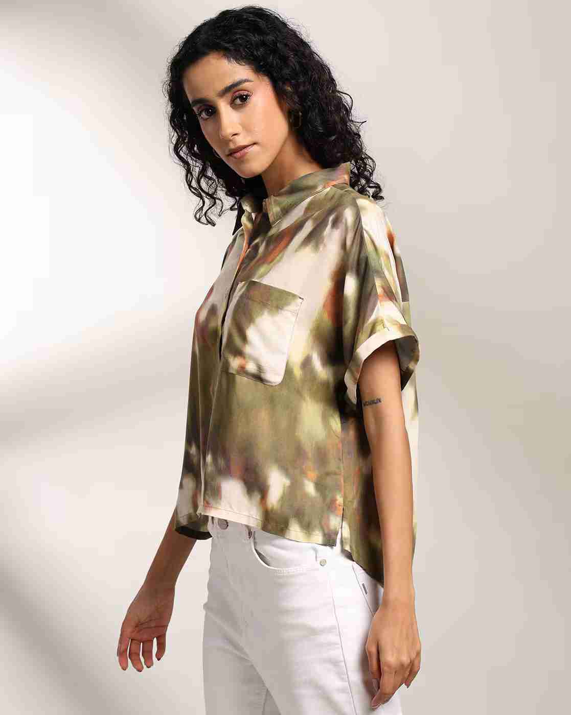 Lee Cooper | Women Tie & Dye Relaxed Fit Crop Shirt|1