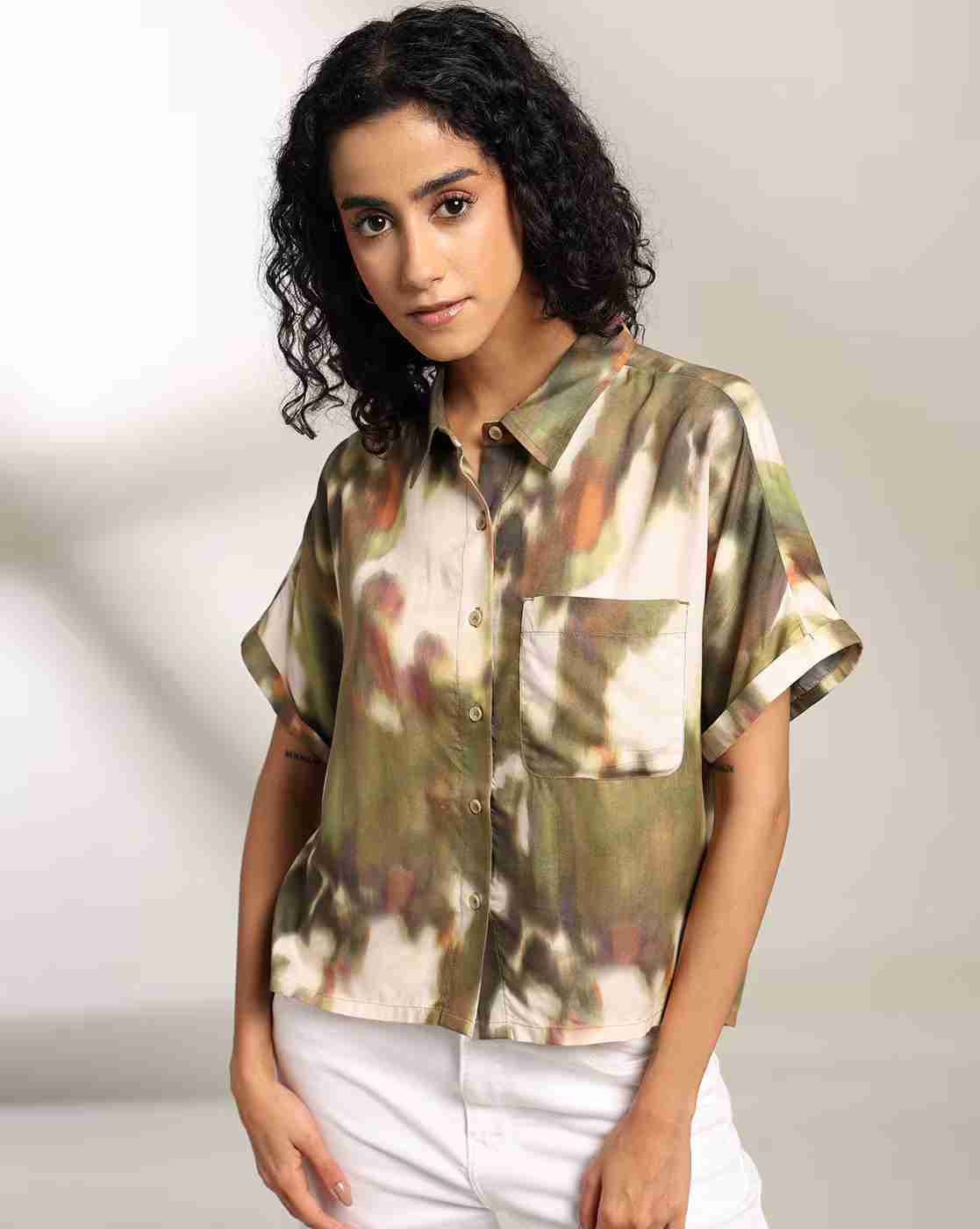 Lee Cooper | Women Tie & Dye Relaxed Fit Crop Shirt|3