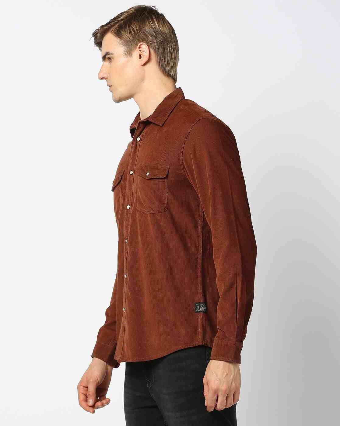 Lee Cooper | Men Corduroy Regular Fit Shirt|1
