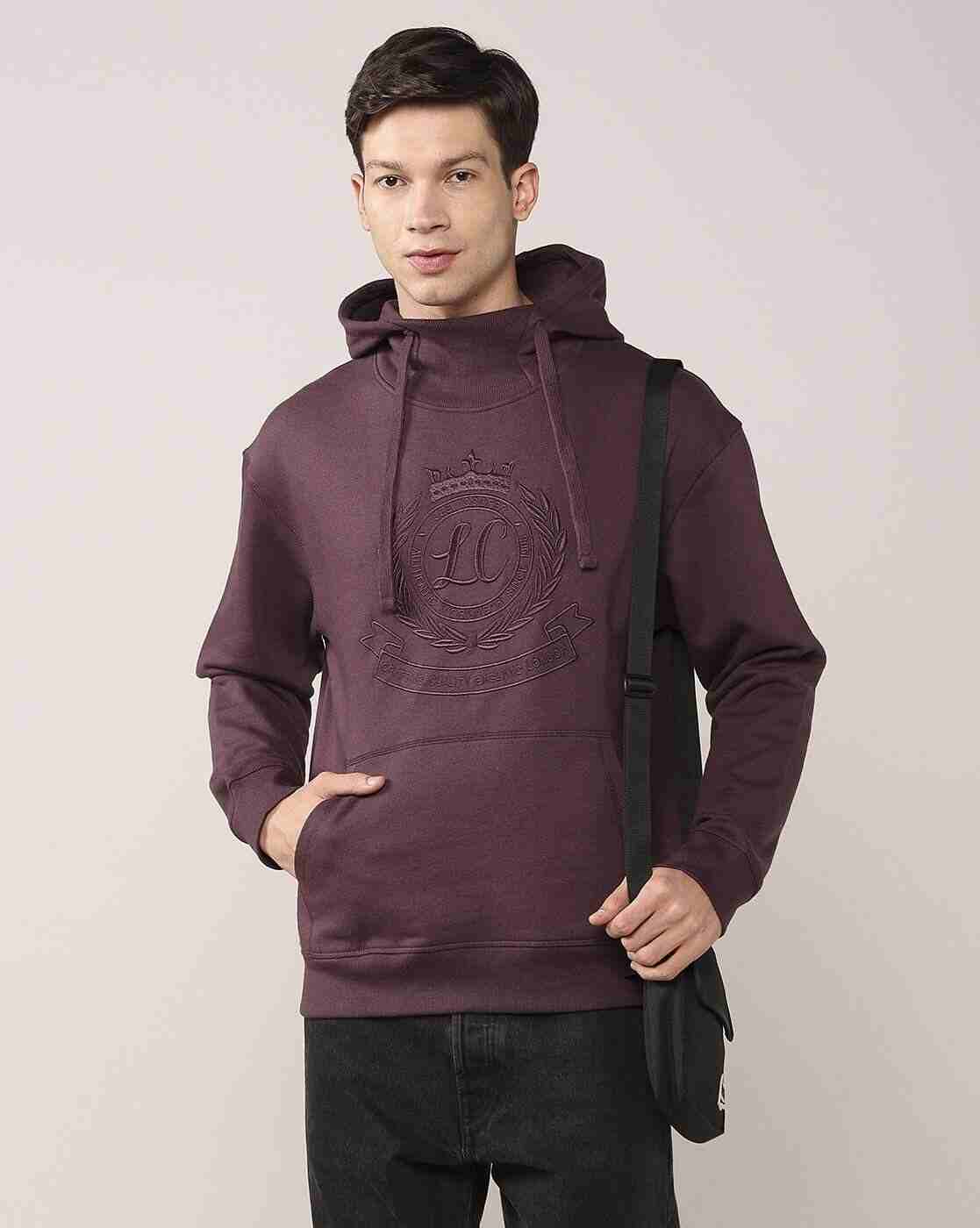 Lee Cooper | Men Logo Embroidered Relaxed Fit Hoodie with Kangaroo Pocket|0