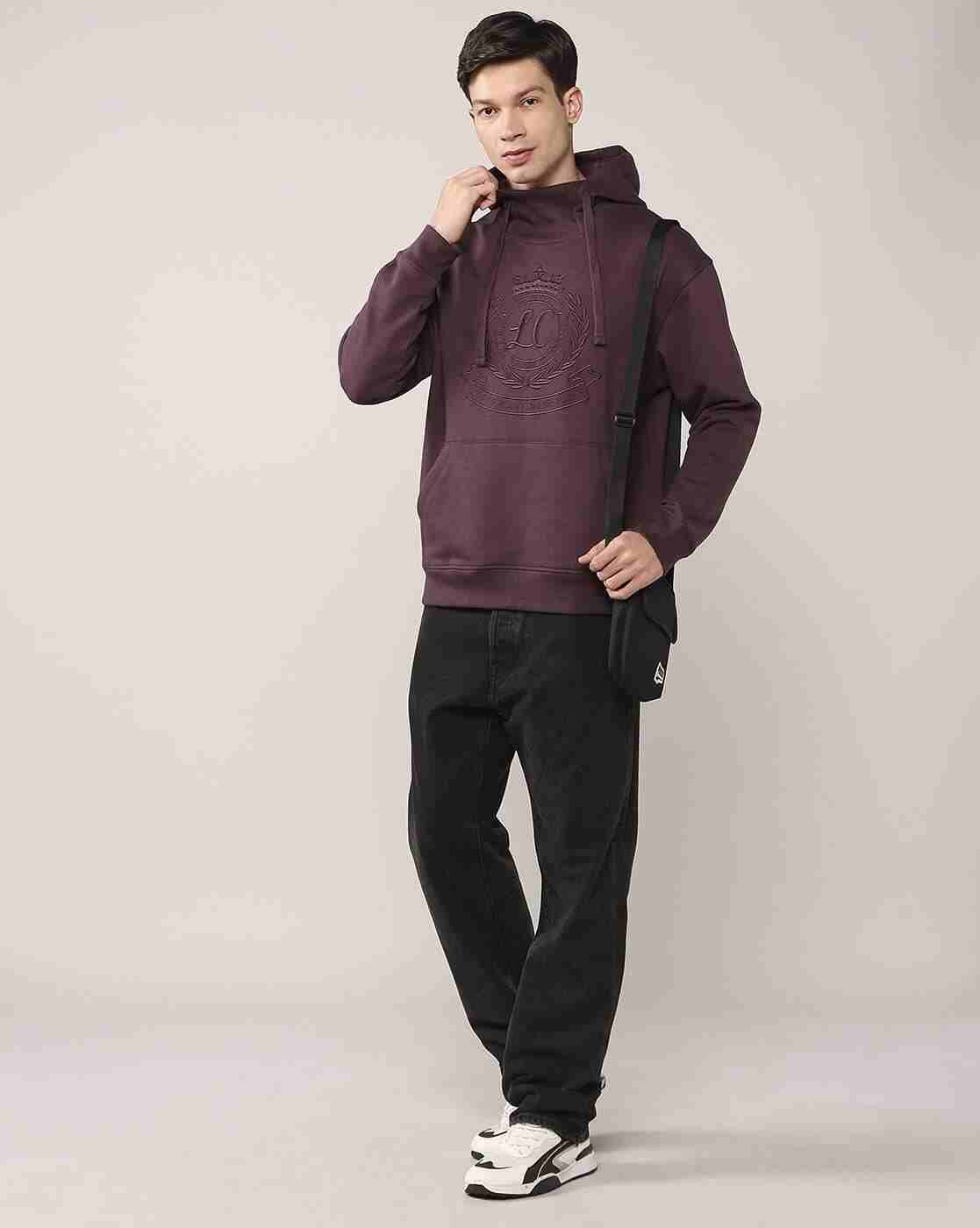 Lee Cooper | Men Logo Embroidered Relaxed Fit Hoodie with Kangaroo Pocket|3
