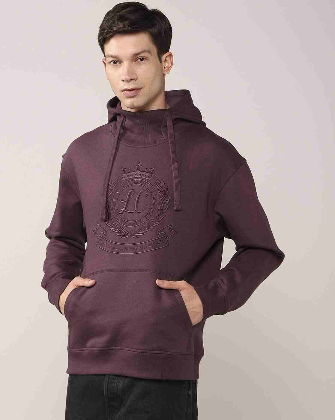 Lee Cooper | Men Logo Embroidered Relaxed Fit Hoodie with Kangaroo Pocket|4