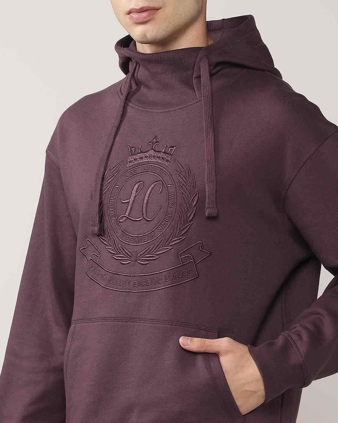 Lee Cooper | Men Logo Embroidered Relaxed Fit Hoodie with Kangaroo Pocket|5