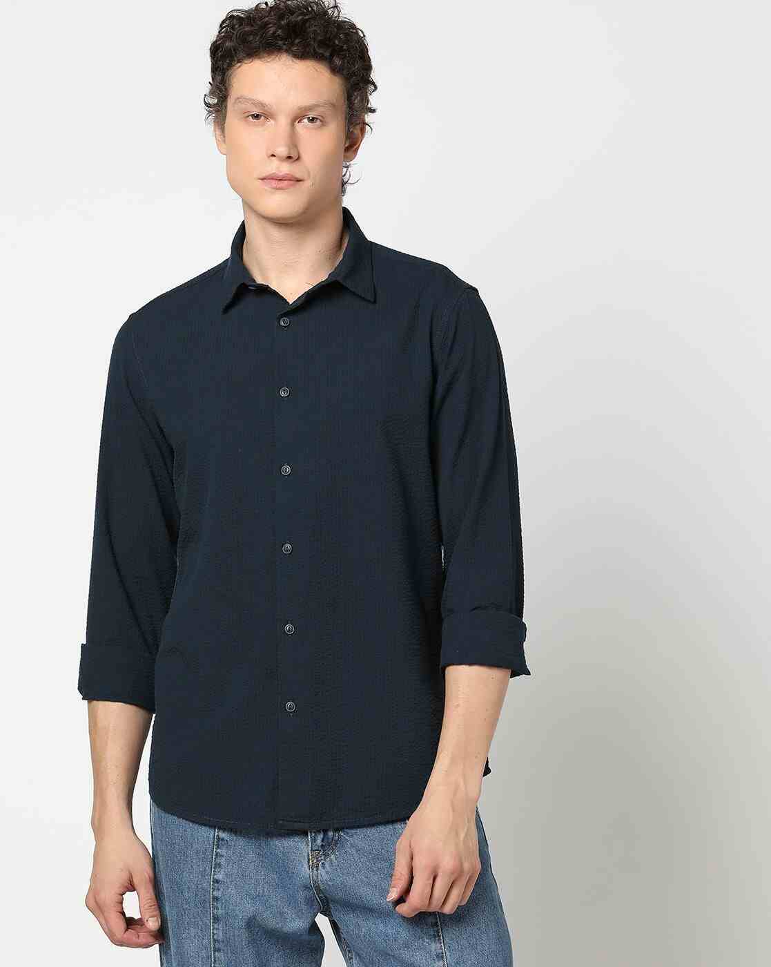Lee Cooper | Men Seersucker Regular Fit Shirt|0