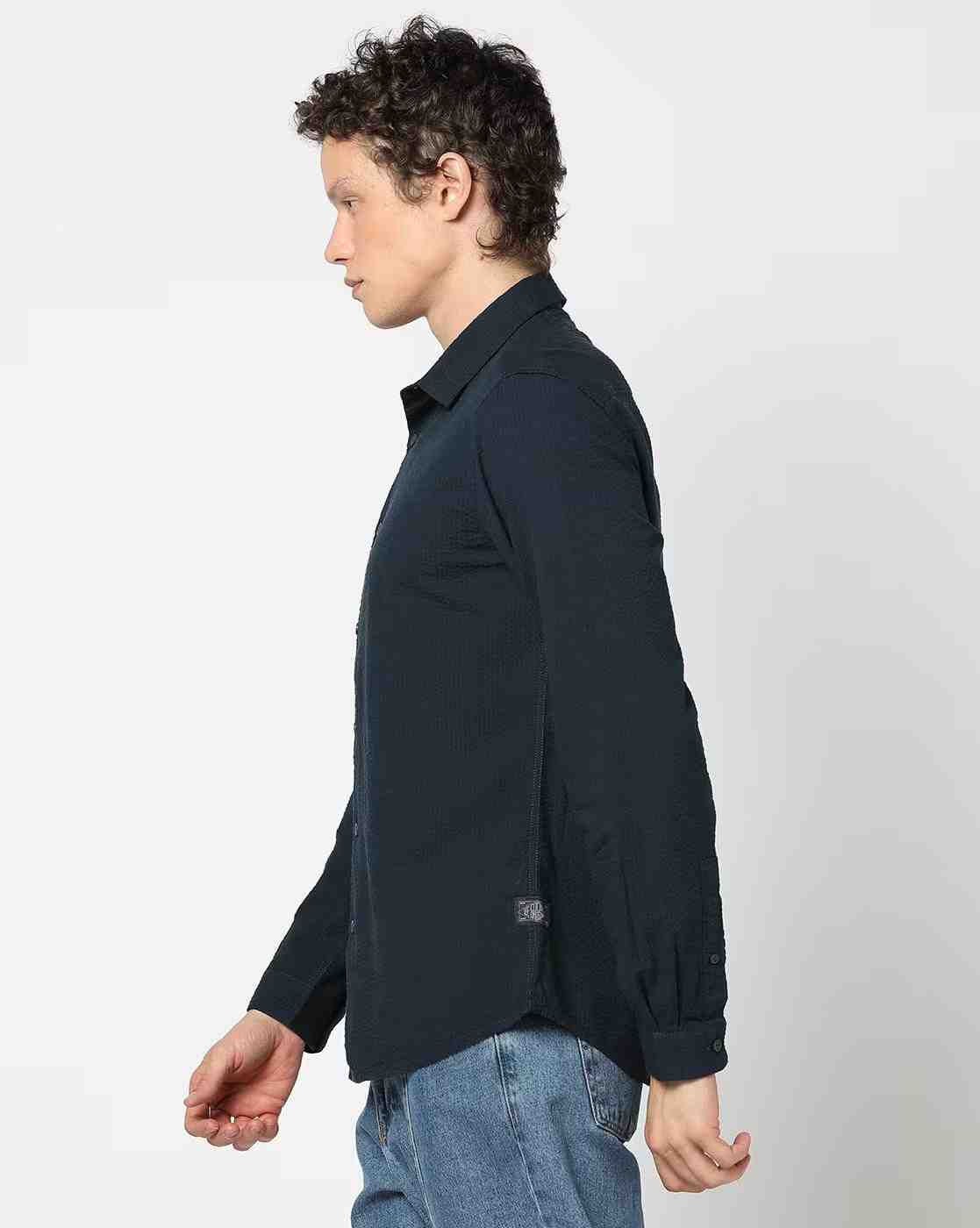 Lee Cooper | Men Seersucker Regular Fit Shirt|1
