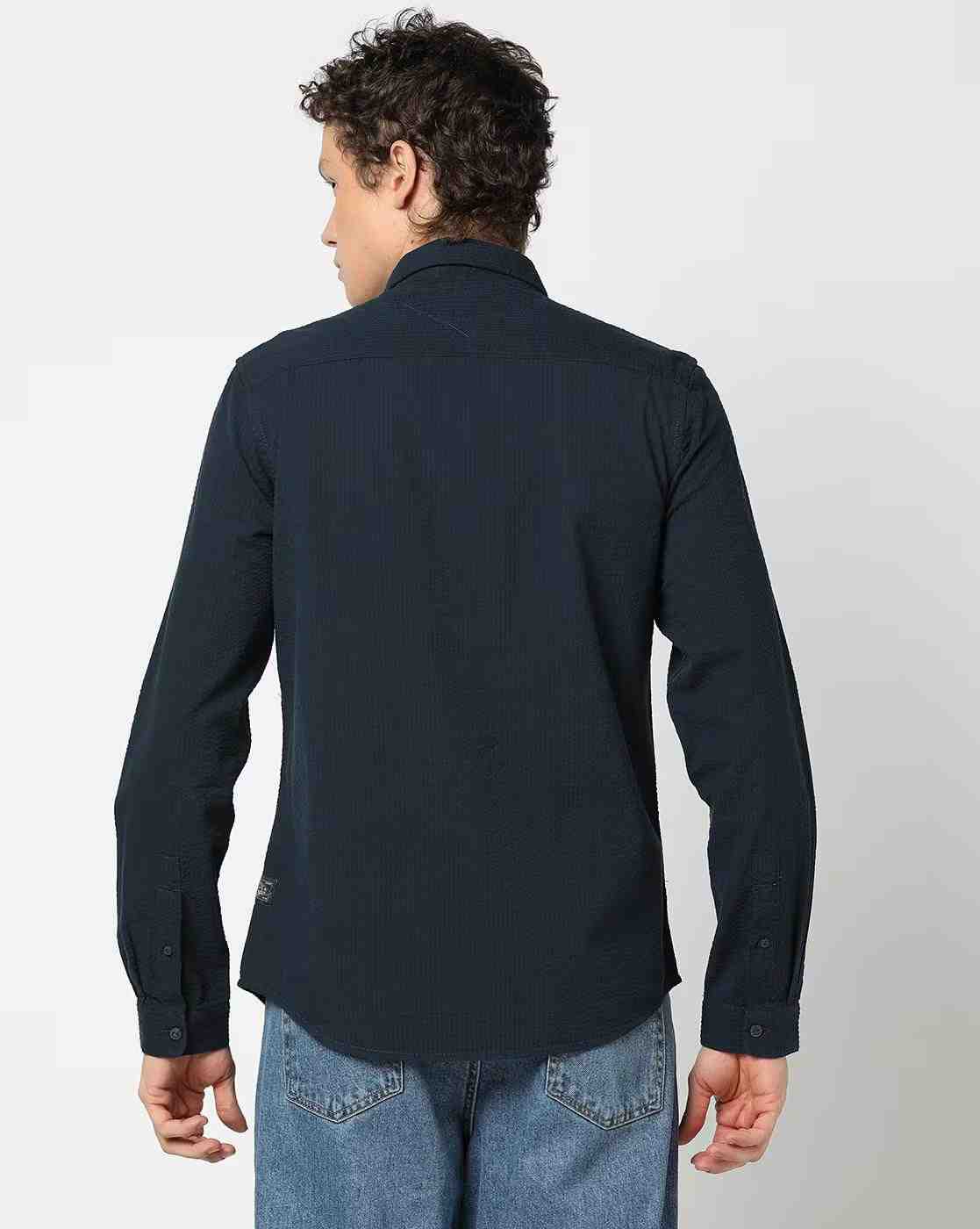 Lee Cooper | Men Seersucker Regular Fit Shirt|2