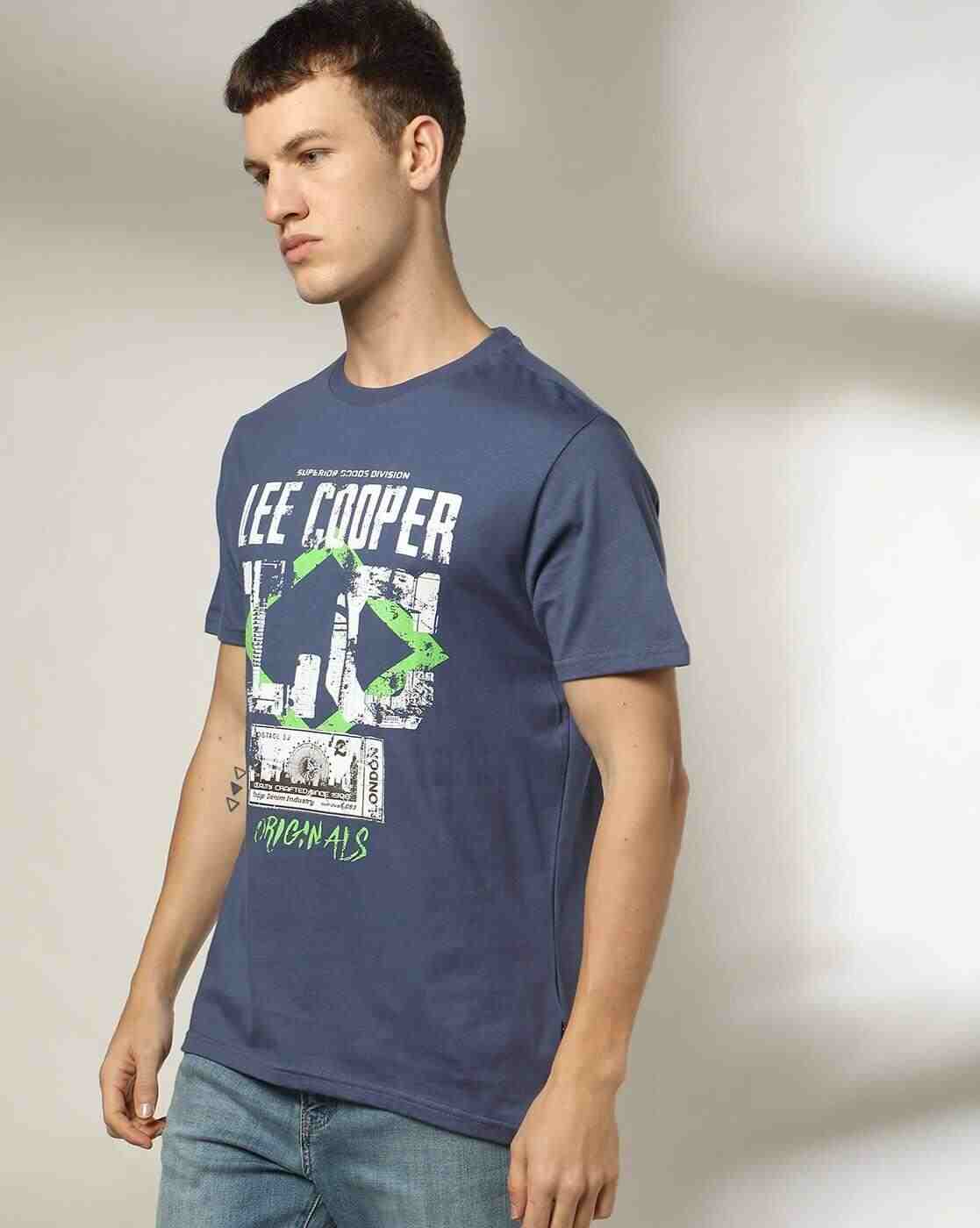 Lee Cooper | Men Logo Print Relaxed Fit Crew-Neck T-Shirt|0