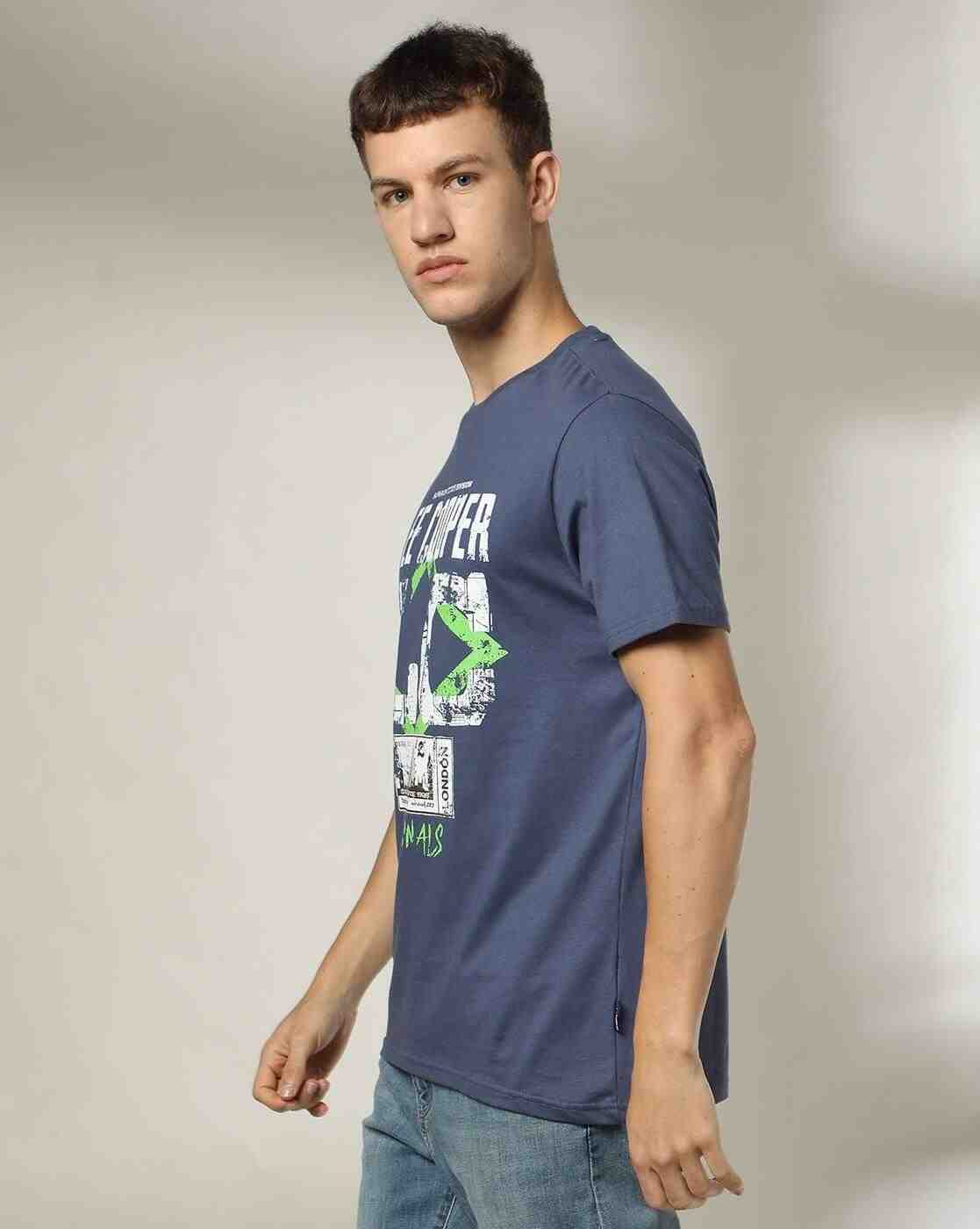 Lee Cooper | Men Logo Print Relaxed Fit Crew-Neck T-Shirt|1