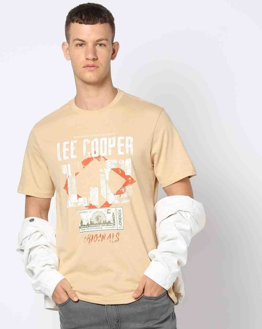 Men Logo Print Relaxed Fit Crew-Neck T-Shirt