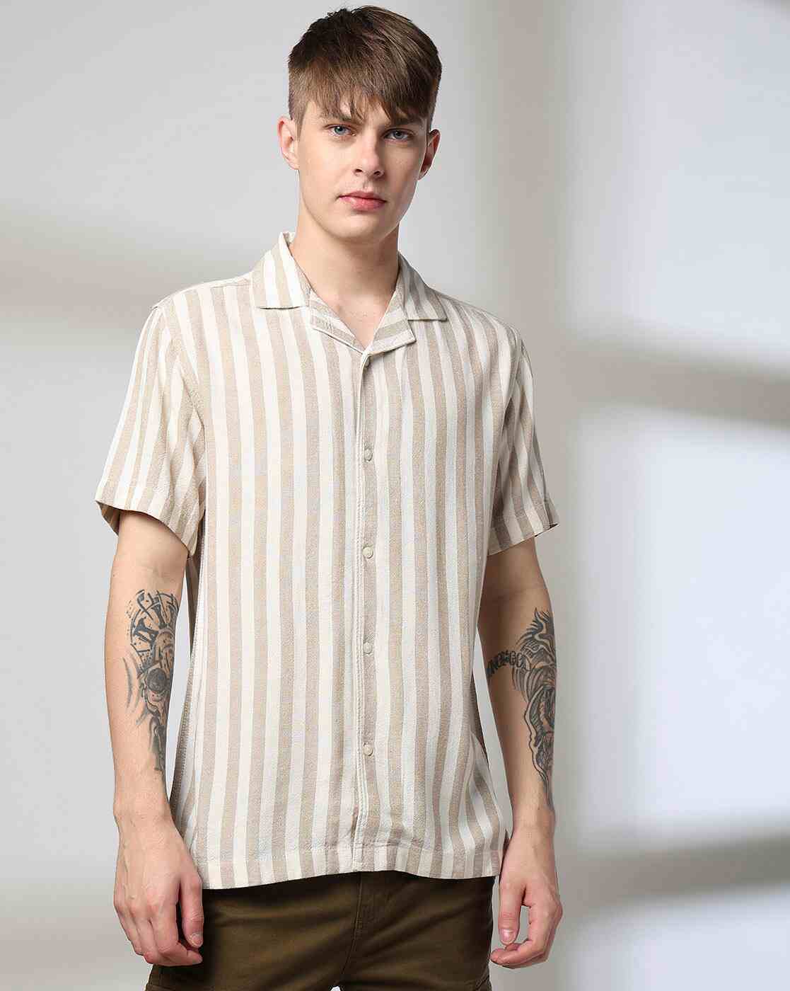 Lee Cooper | Men Striped Regular Fit Shirt|0
