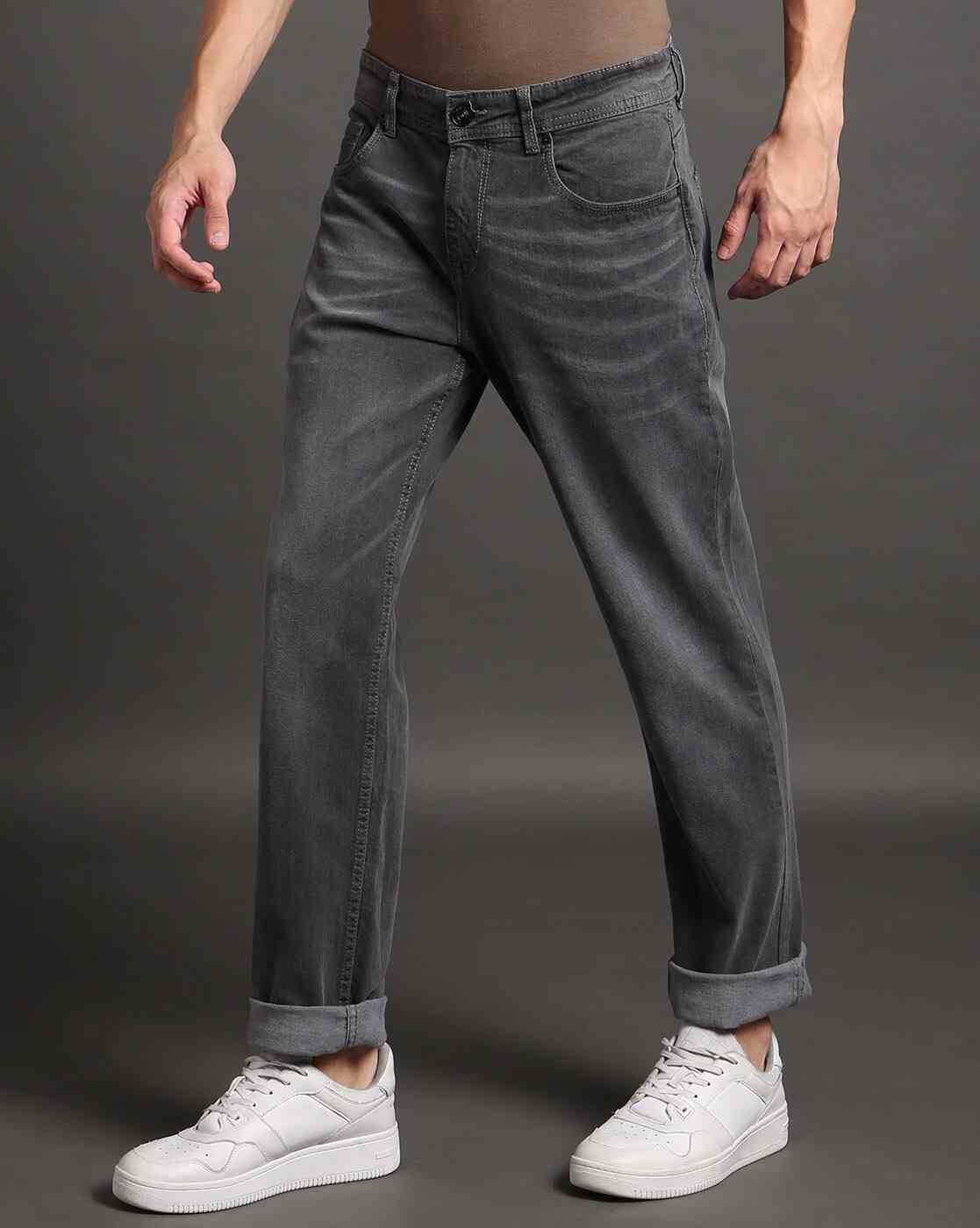 Lee Cooper | Men Mid-Wash Straight Fit Whiskered Jeans|1
