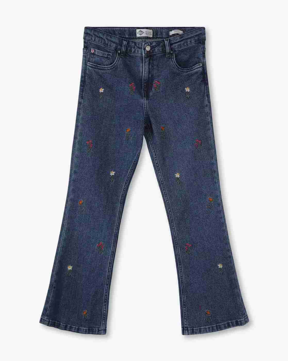 Lee Cooper | Girls Vicky Embroidered Light-Wash Bootcut Jeans|0