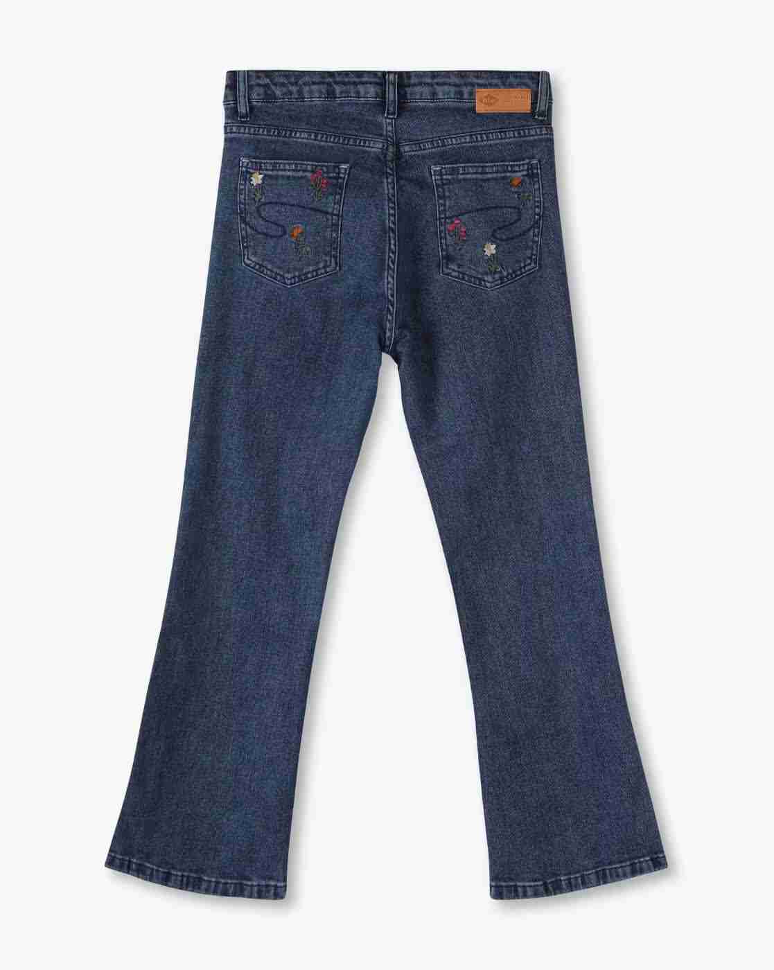 Lee Cooper | Girls Vicky Embroidered Light-Wash Bootcut Jeans|1