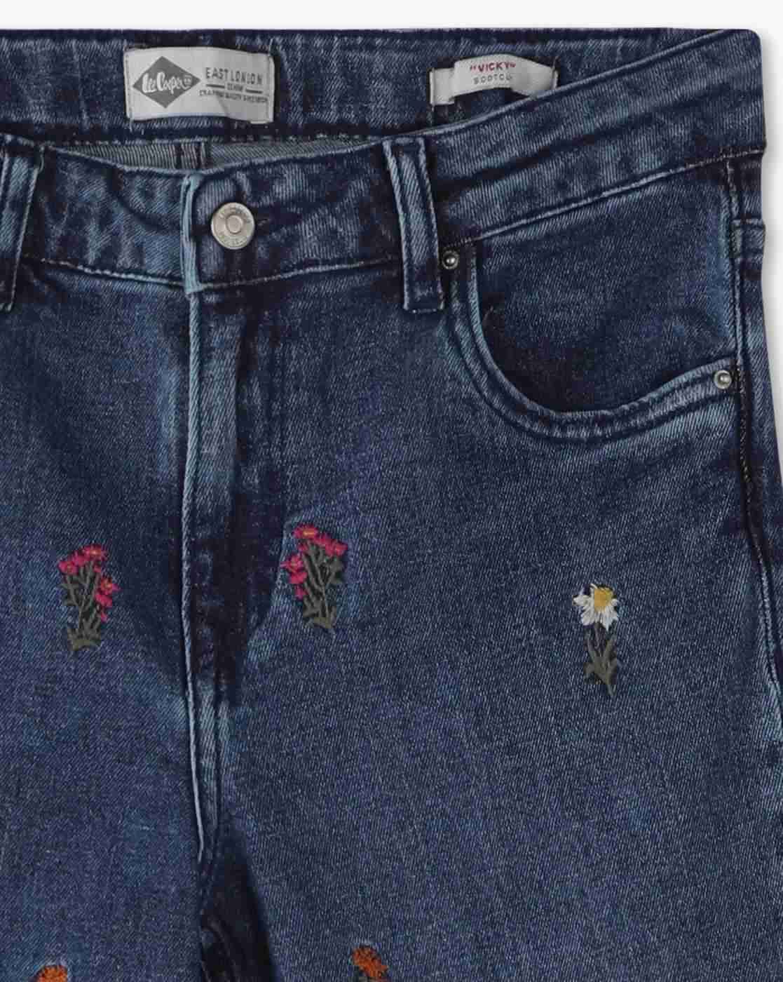 Lee Cooper | Girls Vicky Embroidered Light-Wash Bootcut Jeans|2