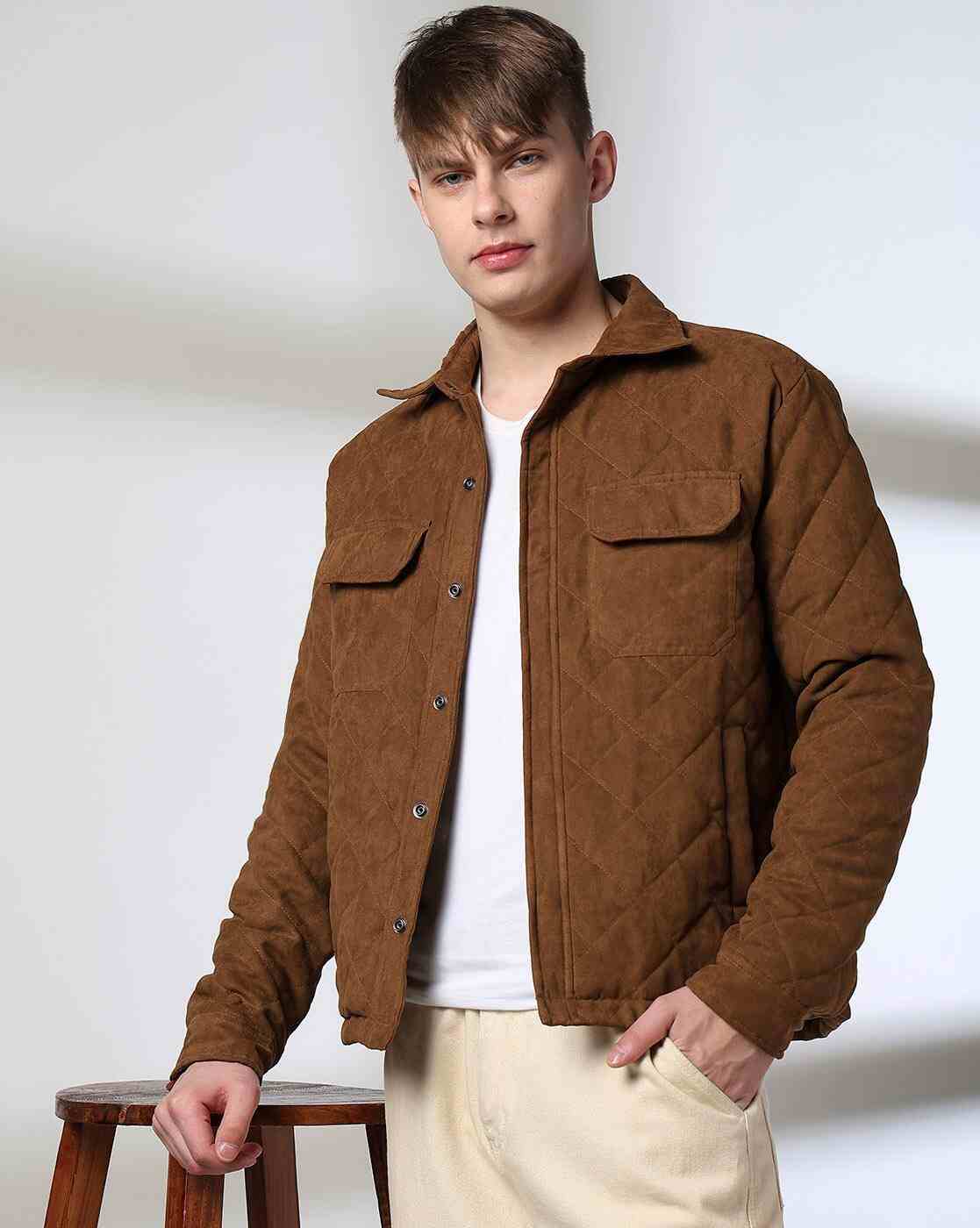 Lee Cooper | Men Quilted Regular Fit Jacket with Flap Pockets|0
