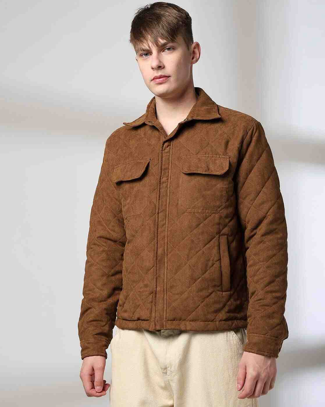 Lee Cooper | Men Quilted Regular Fit Jacket with Flap Pockets|1