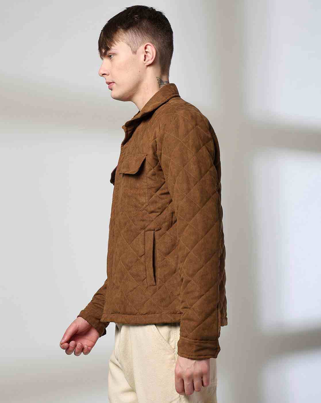 Lee Cooper | Men Quilted Regular Fit Jacket with Flap Pockets|2