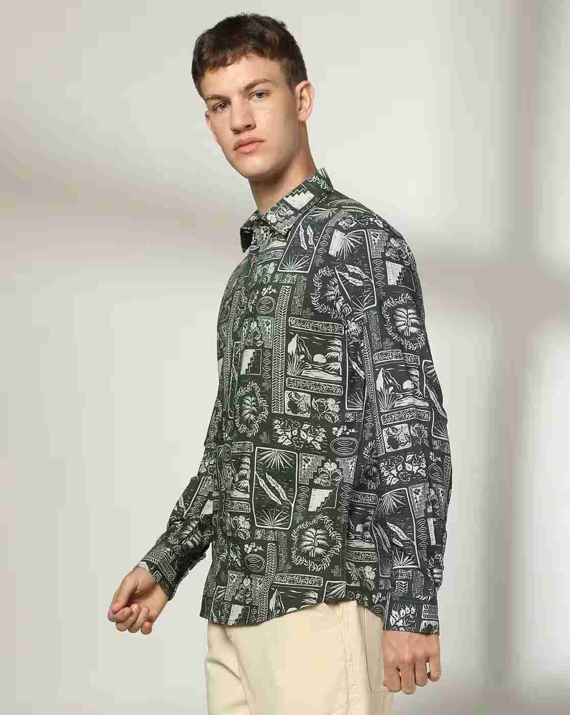 Lee Cooper | Men Tropical Print Relaxed Fit Shirt|1