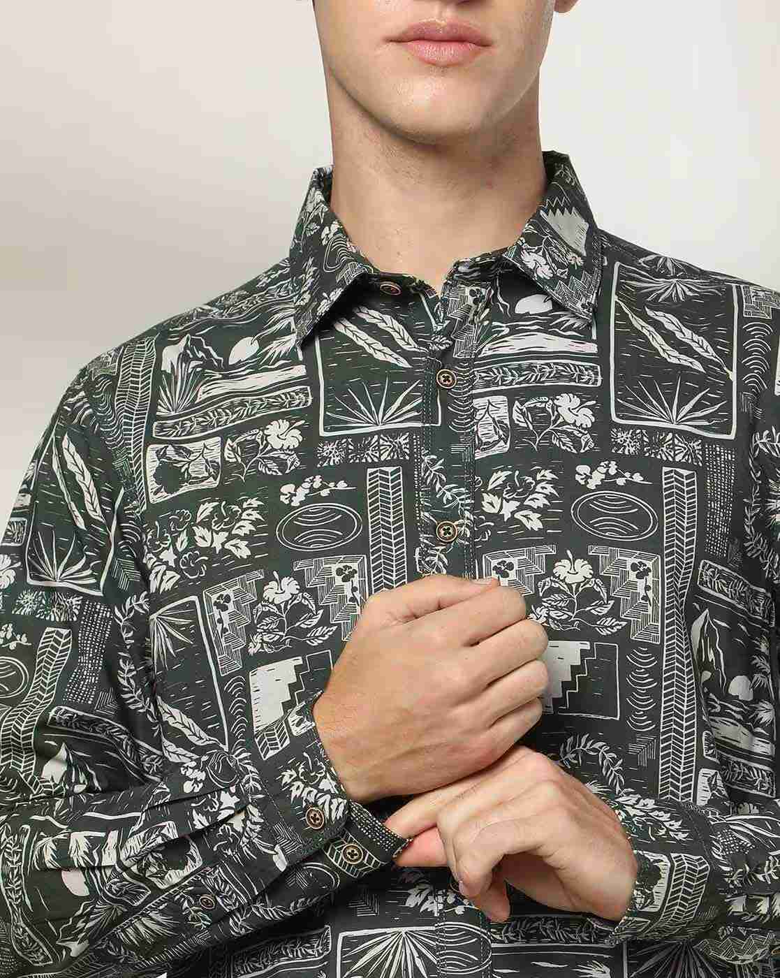 Lee Cooper | Men Tropical Print Relaxed Fit Shirt|4