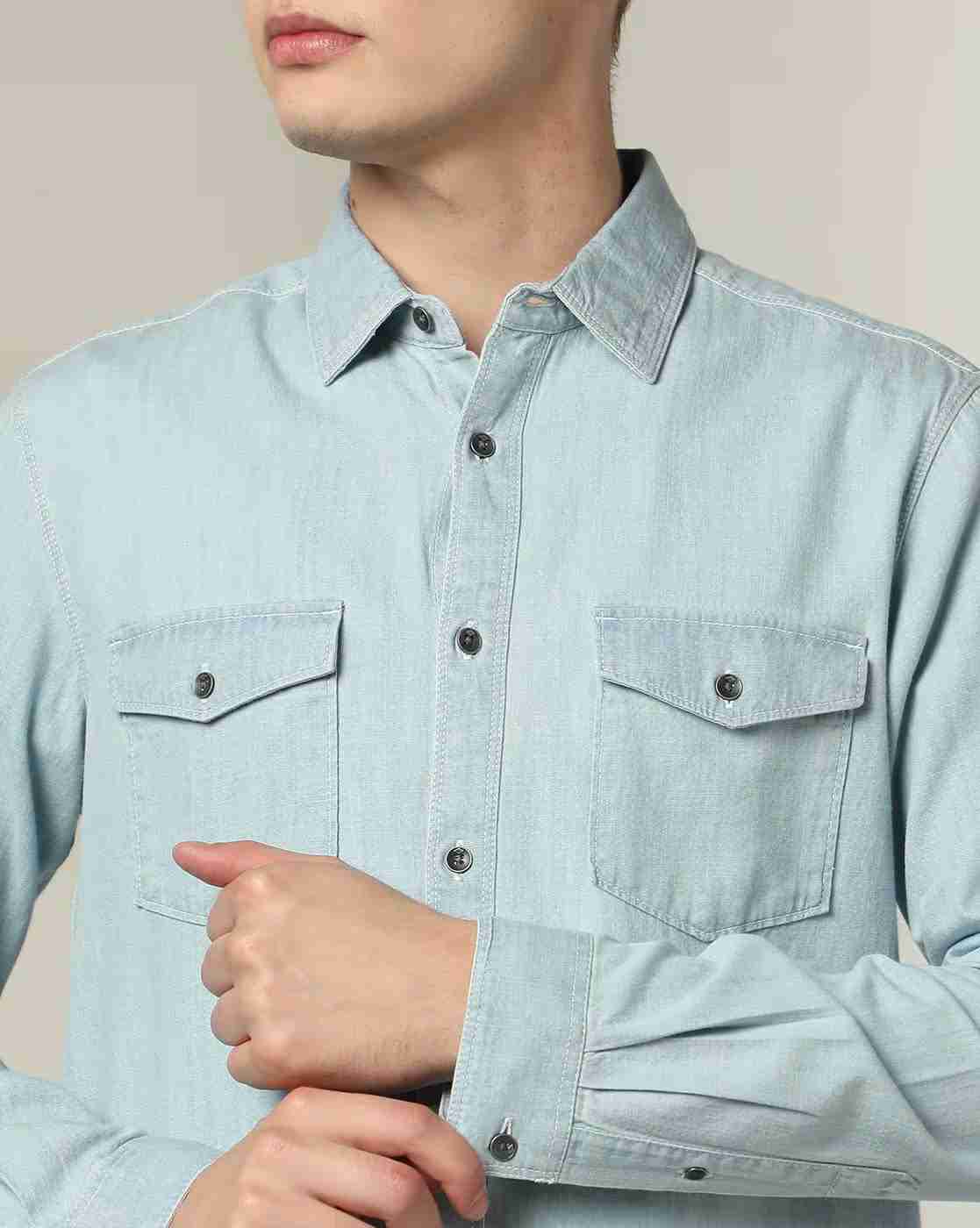 Lee Cooper | Men Regular Fit Shirt with Flap Pockets|4