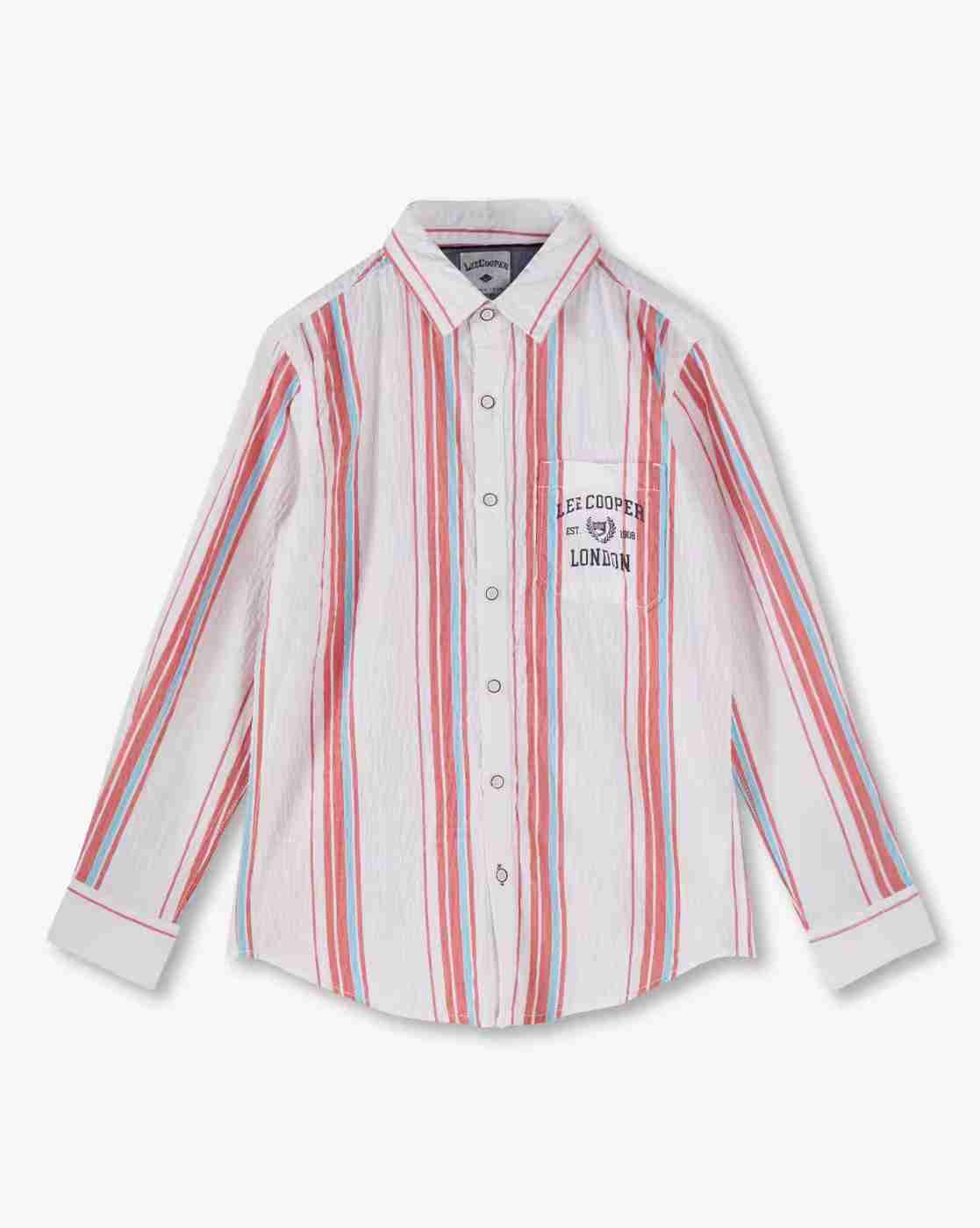 Lee Cooper | Boys Striped Slim Fit Shirt with Patch Pocket|0