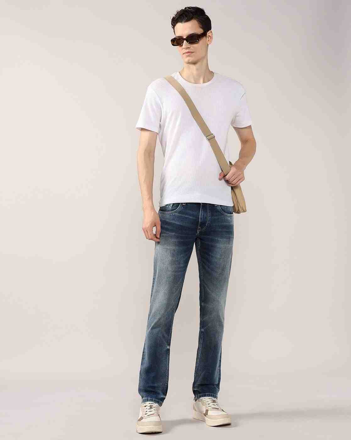 Lee Cooper | Men Mid-Wash Low-Rise Slim Fit Jeans|0